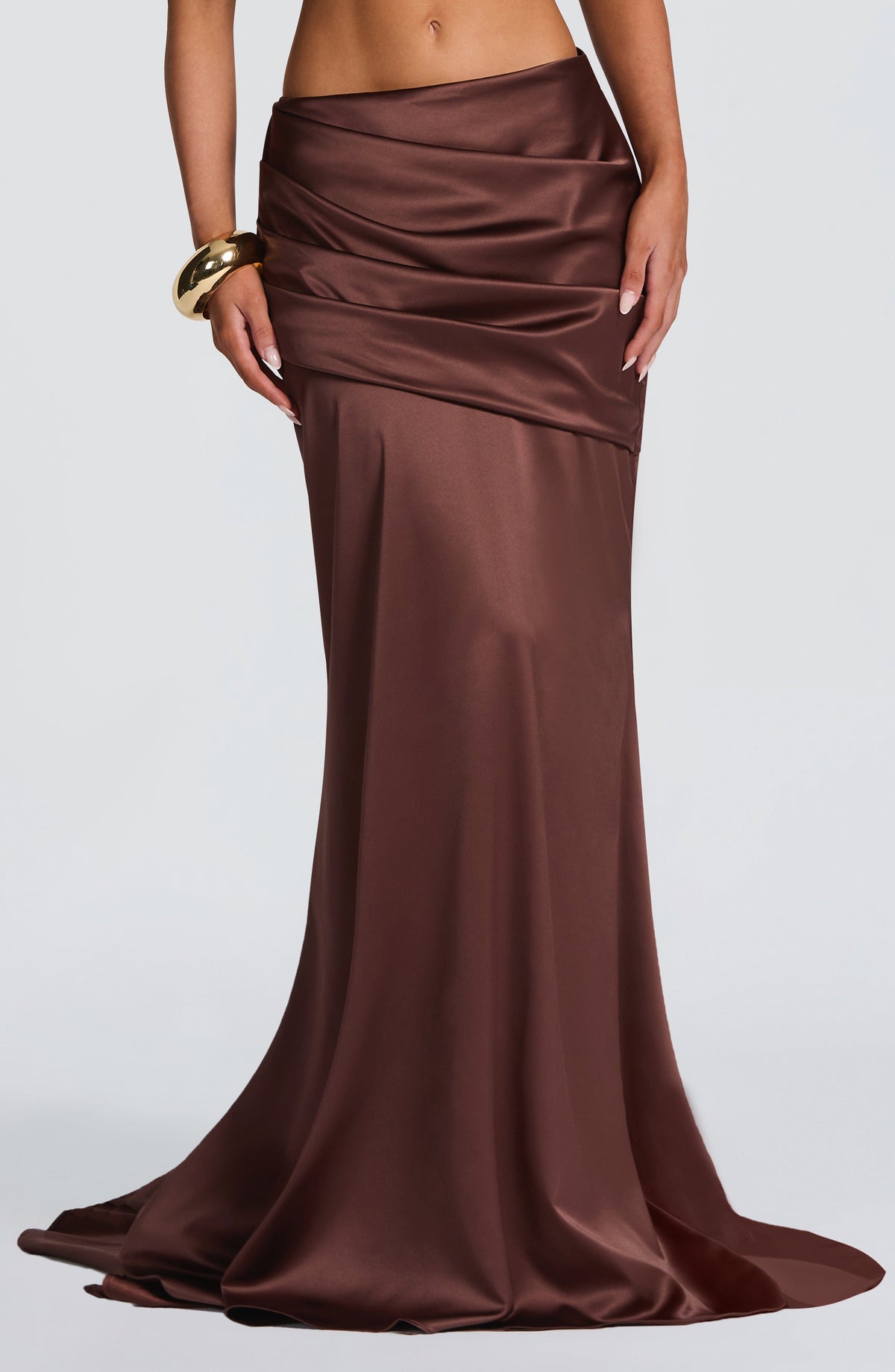 Claudine Maxi Skirt in Plum Brown