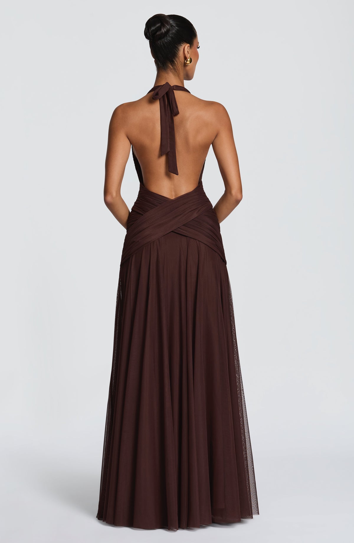 Cleora Maxi Dress in Plum Brown