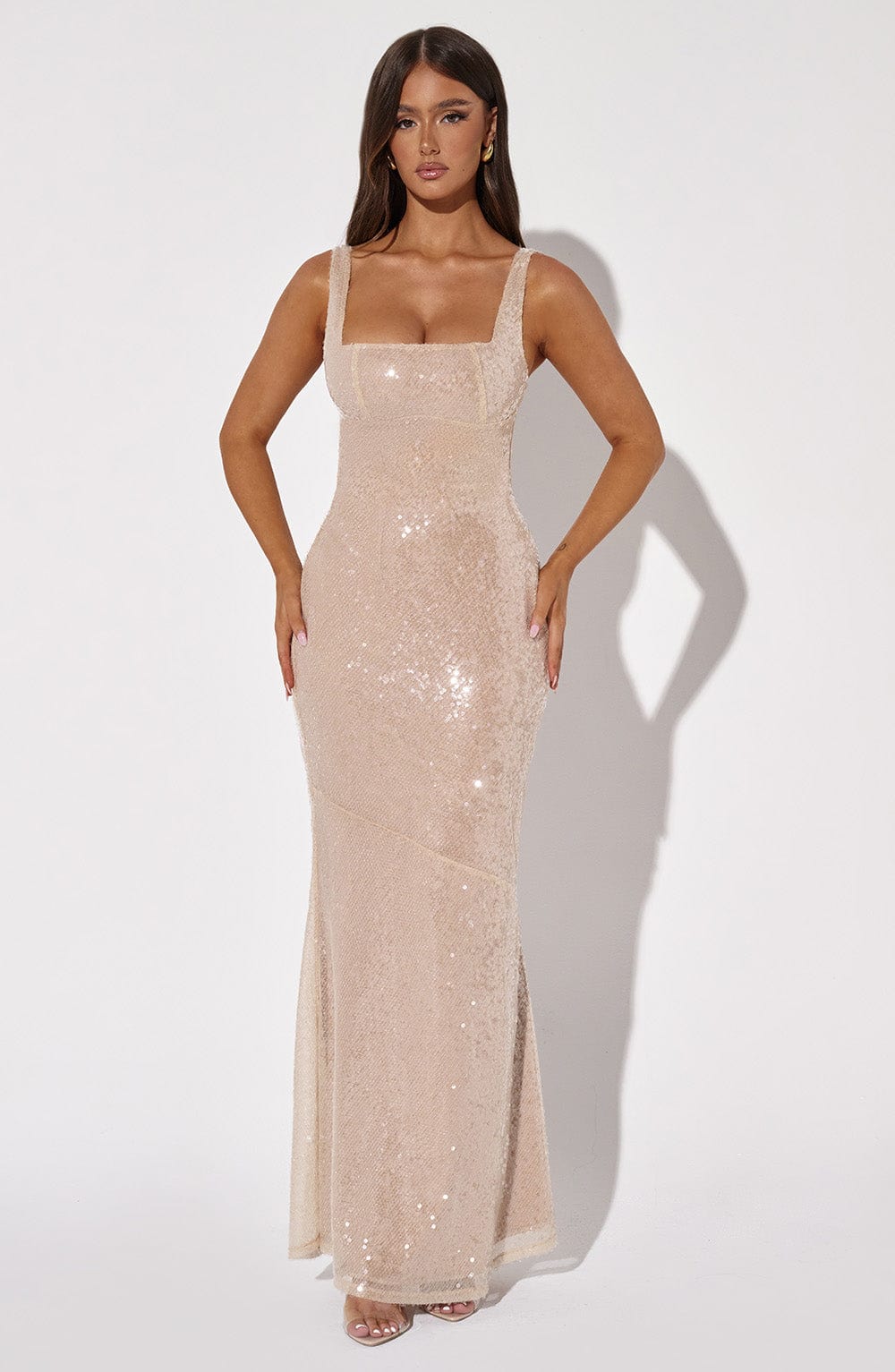 Corinna Maxi Dress in Nude