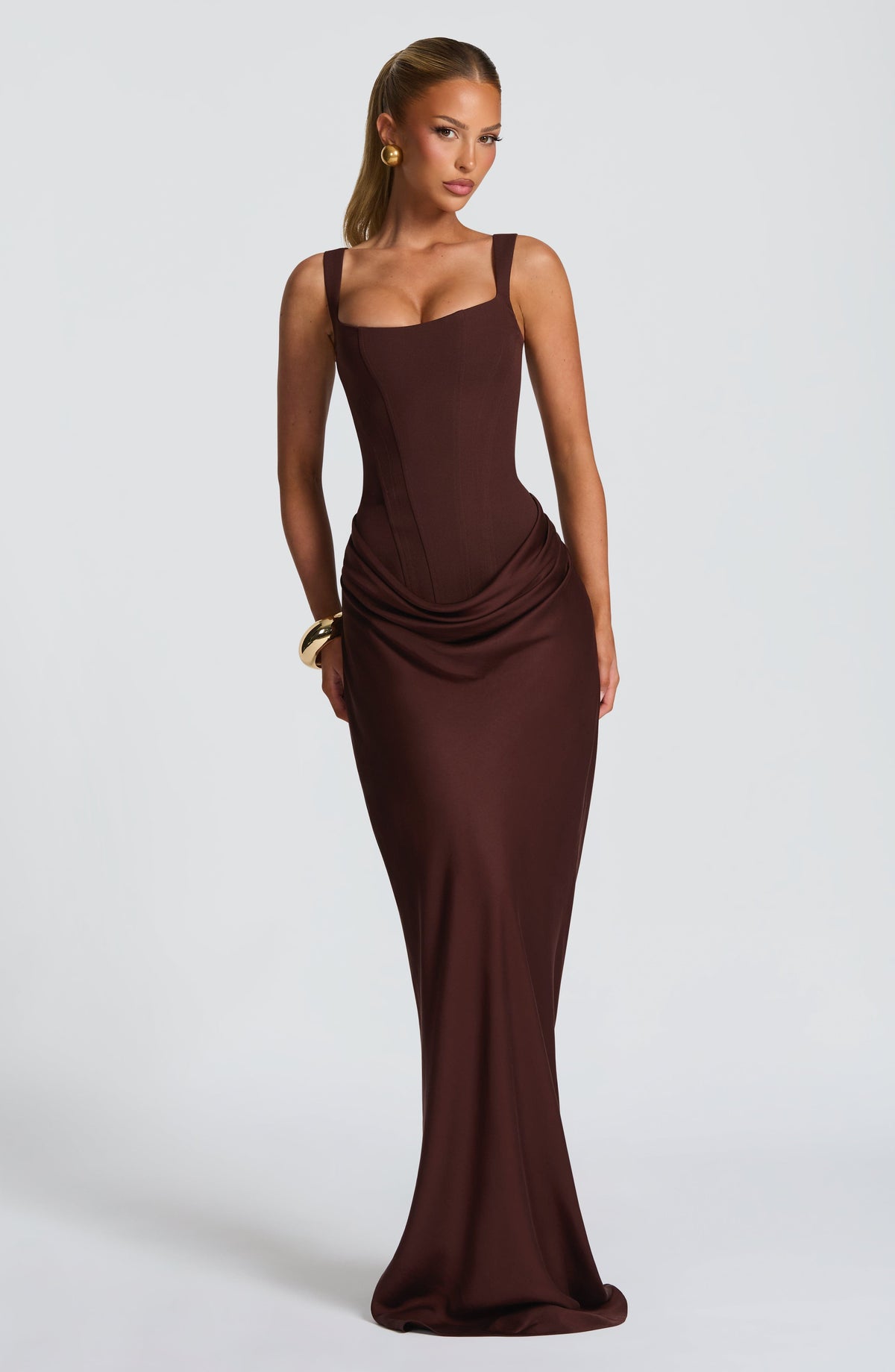 Cornalie Maxi Dress in Plum Brown