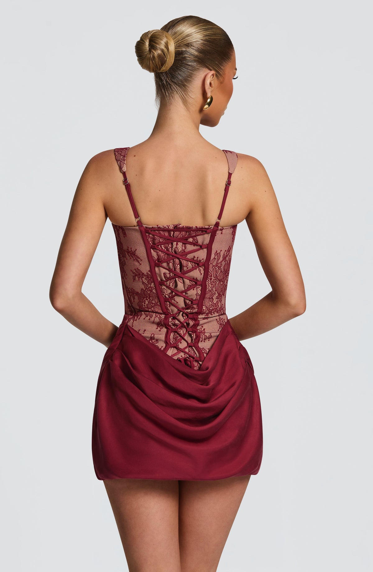 Cornessa Mini Dress in Burgundy Lace