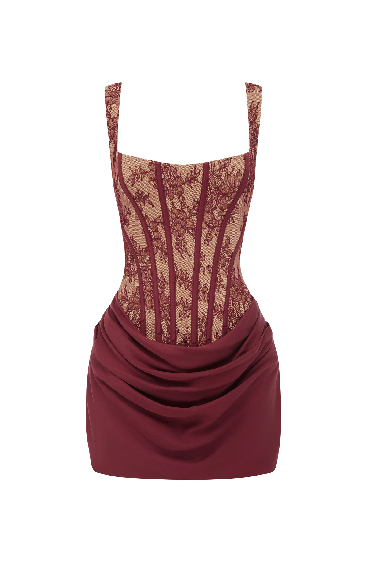 Cornessa Mini Dress in Burgundy Lace