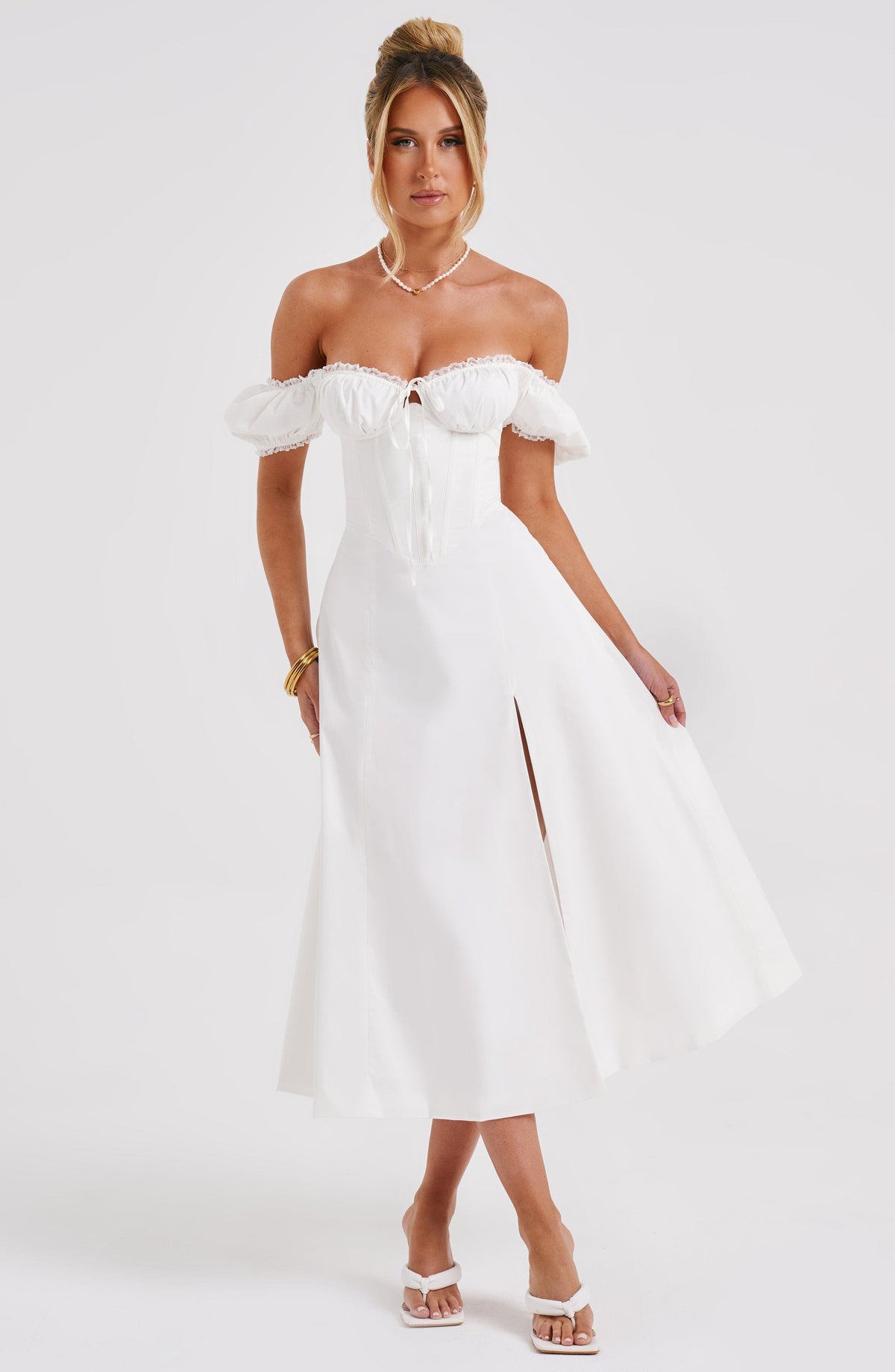 Courtenay Midi Dress in Ivory