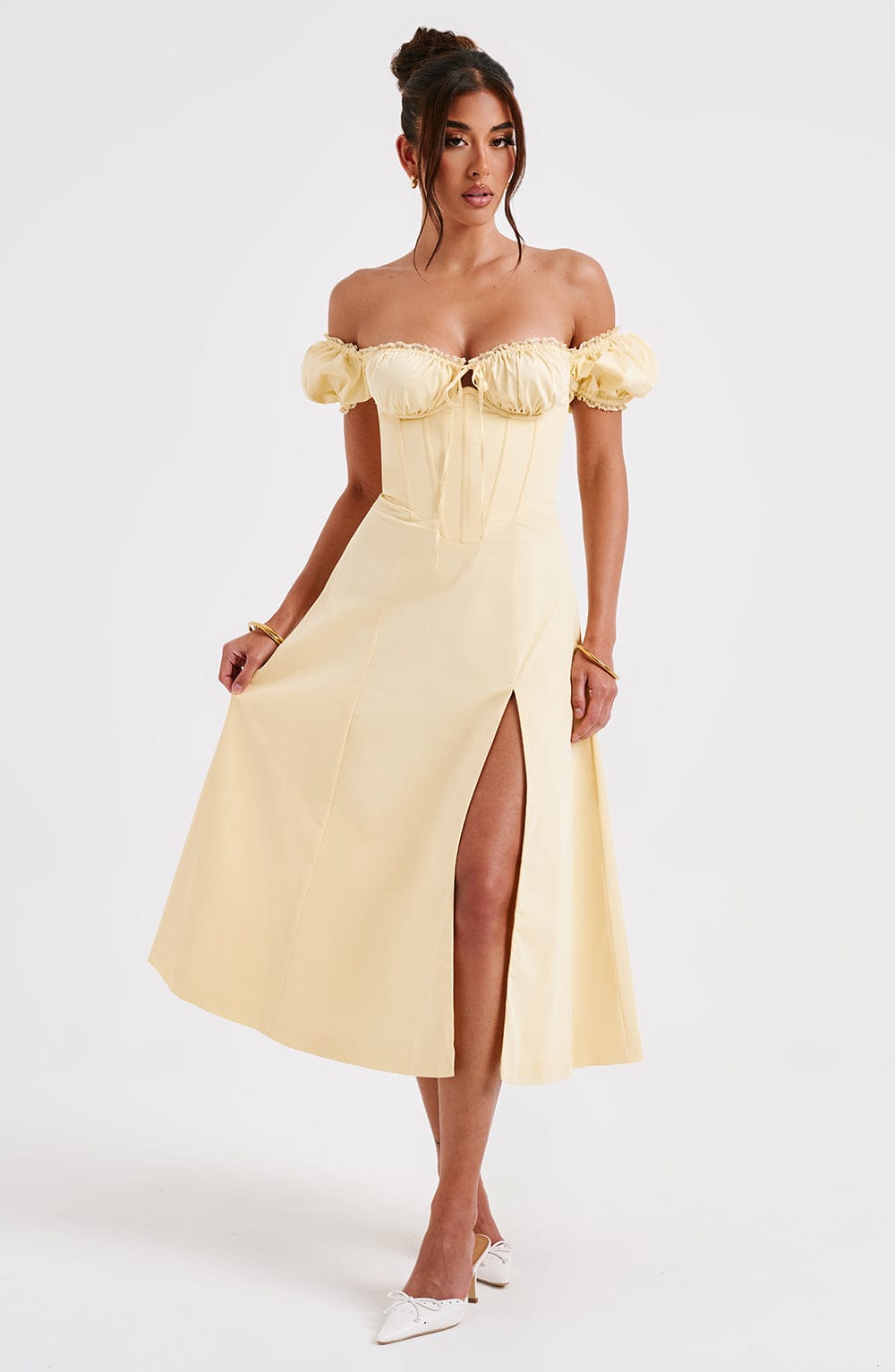 Courtenay Midi Dress in Lemon