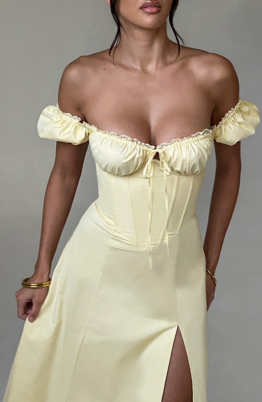 Courtenay Midi Dress in Lemon