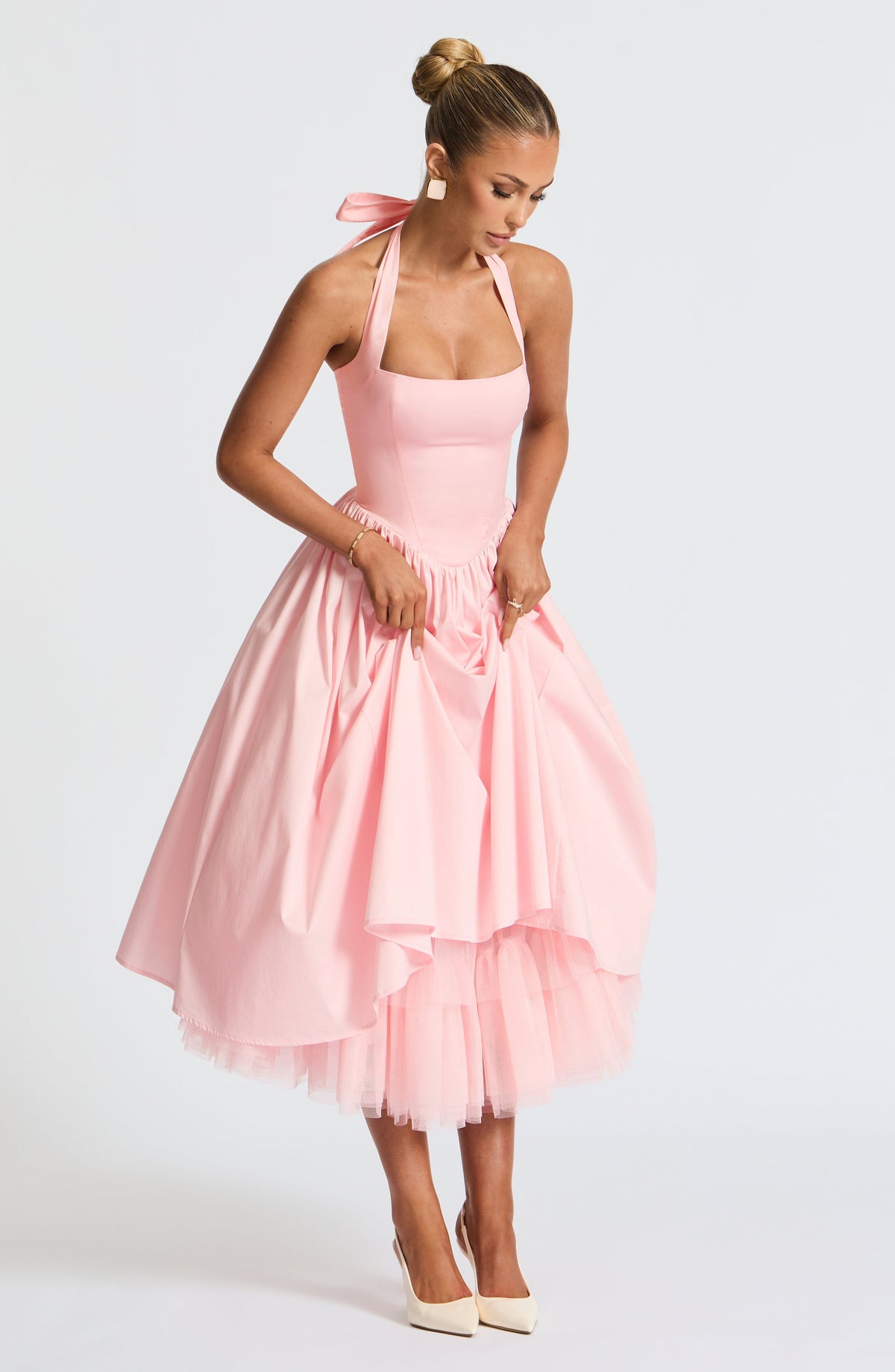 Cressia Midi Dress in Blush