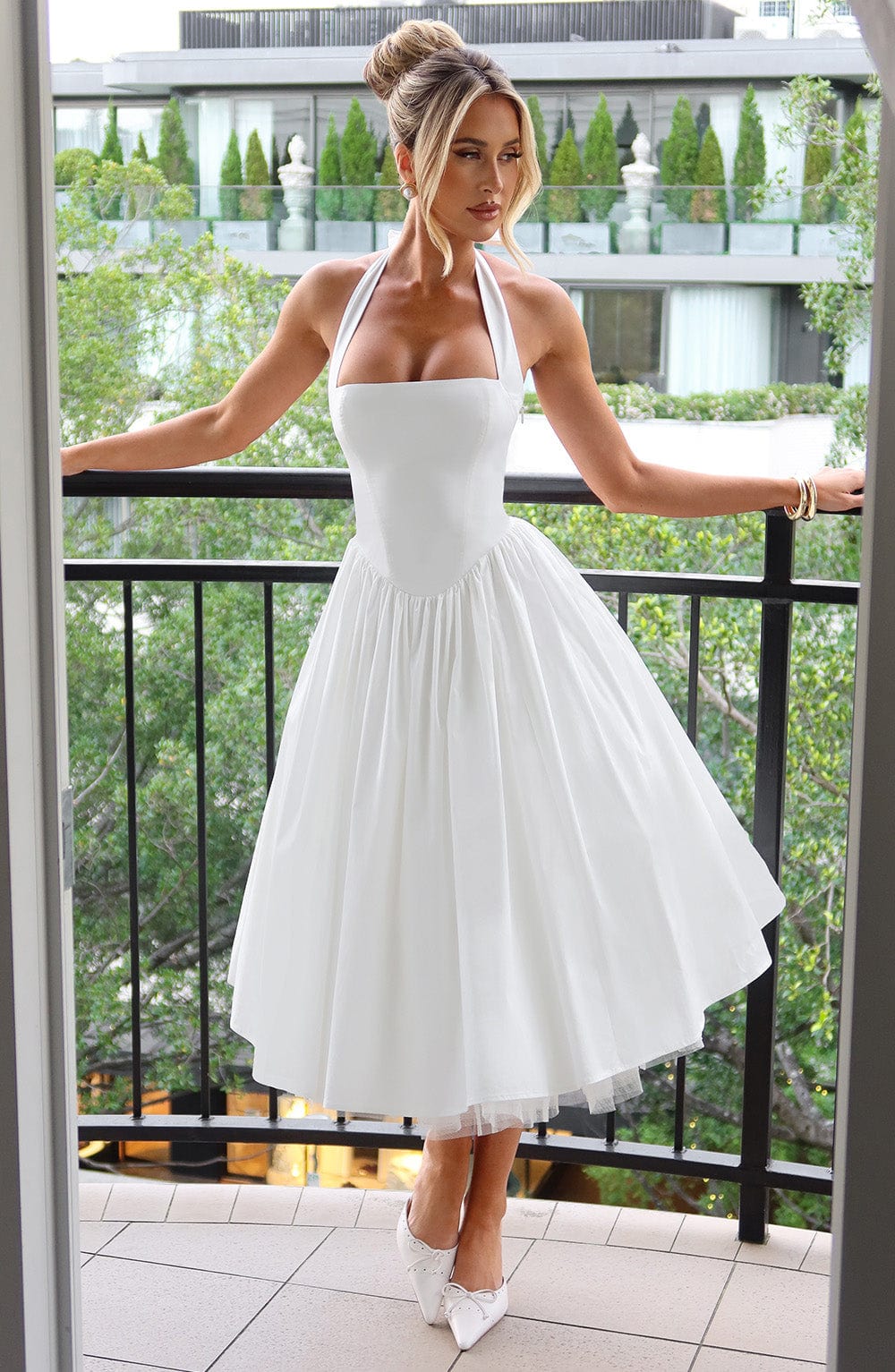 Cressia Midi Dress in Ivory