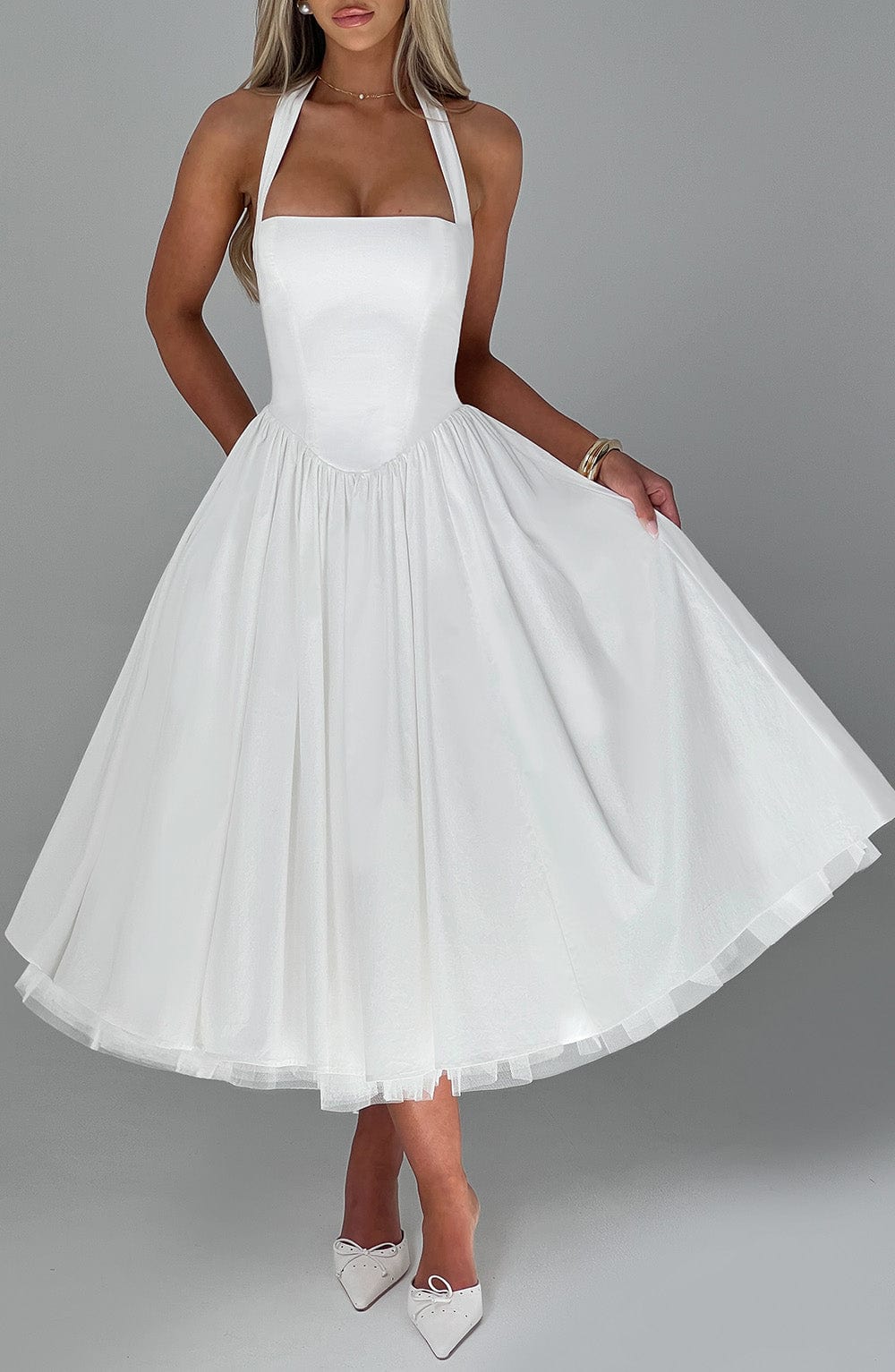 Cressia Midi Dress in Ivory