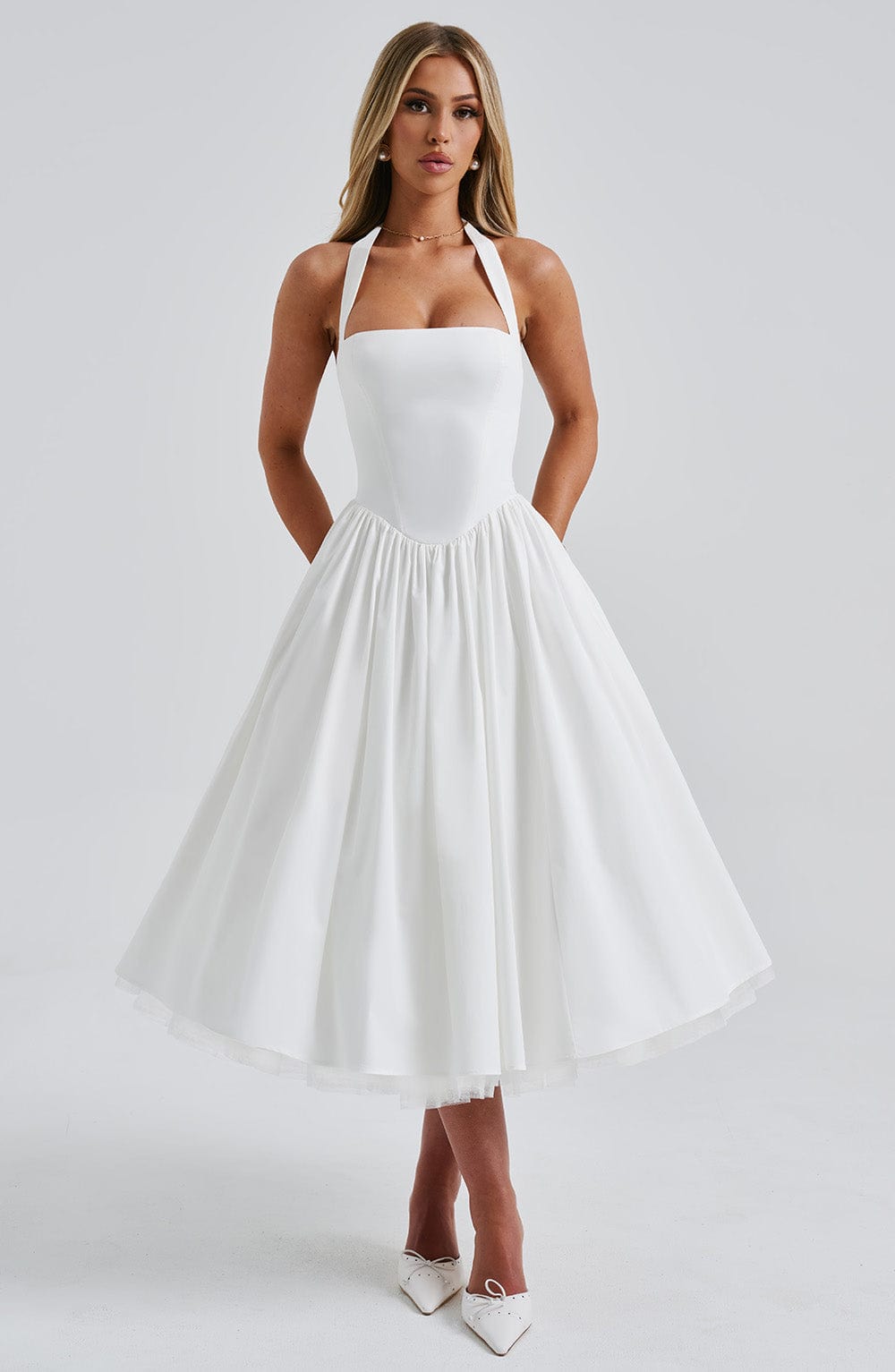 Cressia Midi Dress in Ivory
