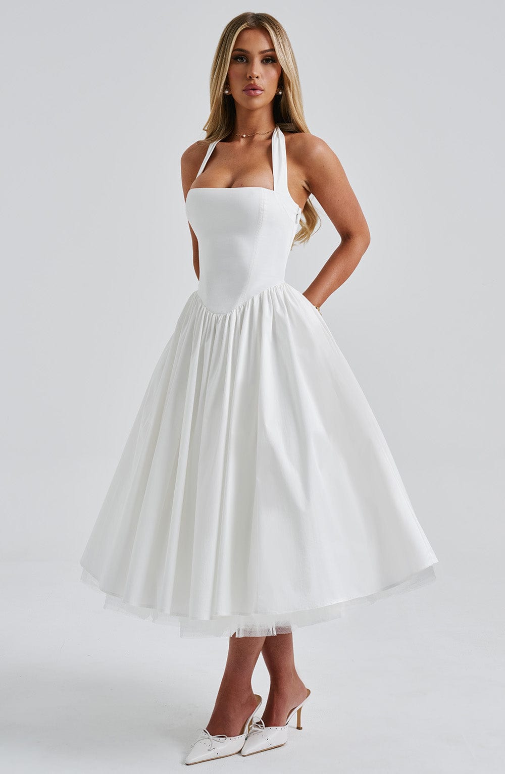 Cressia Midi Dress in Ivory