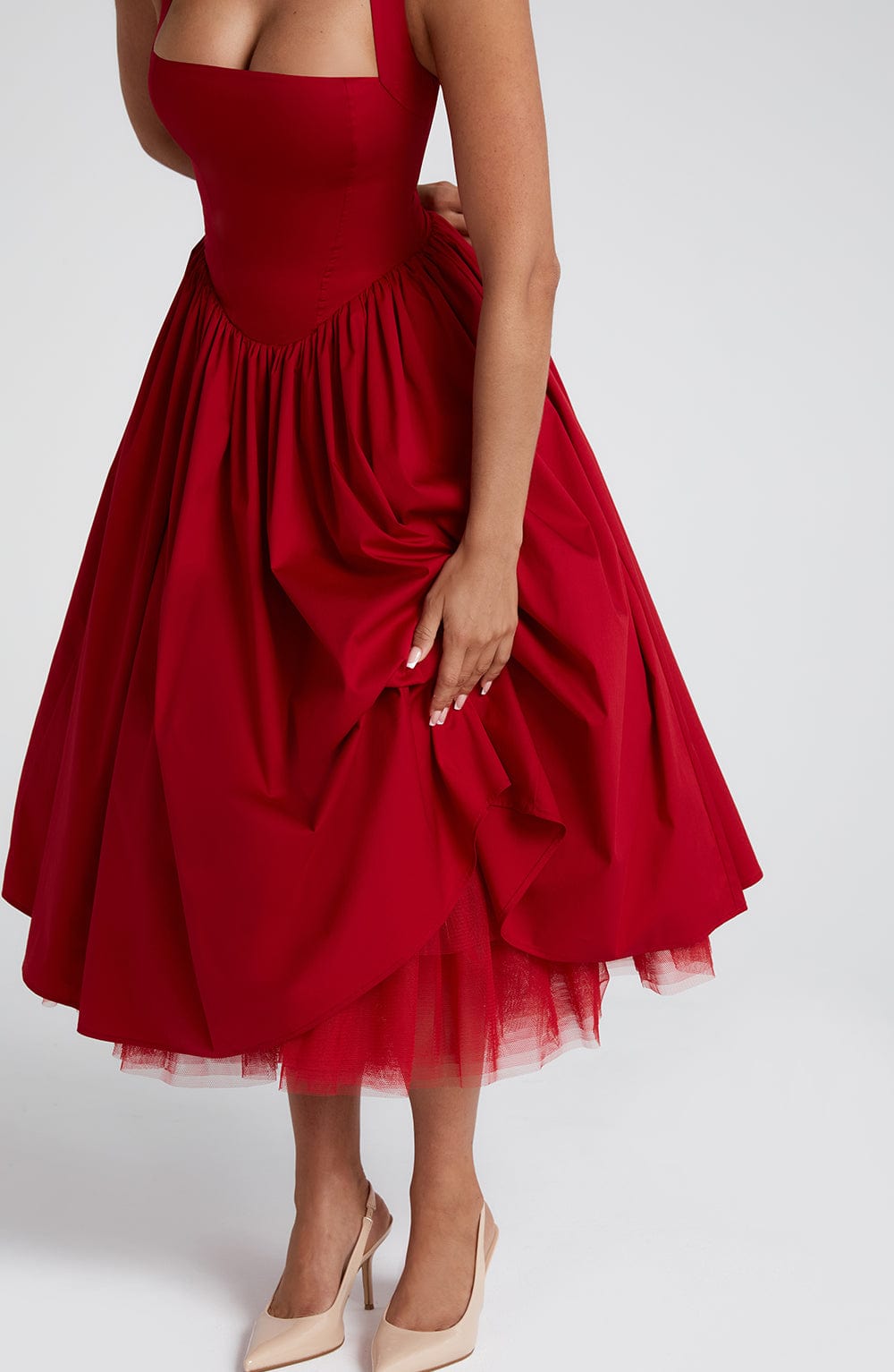 Cressia Midi Dress in Red