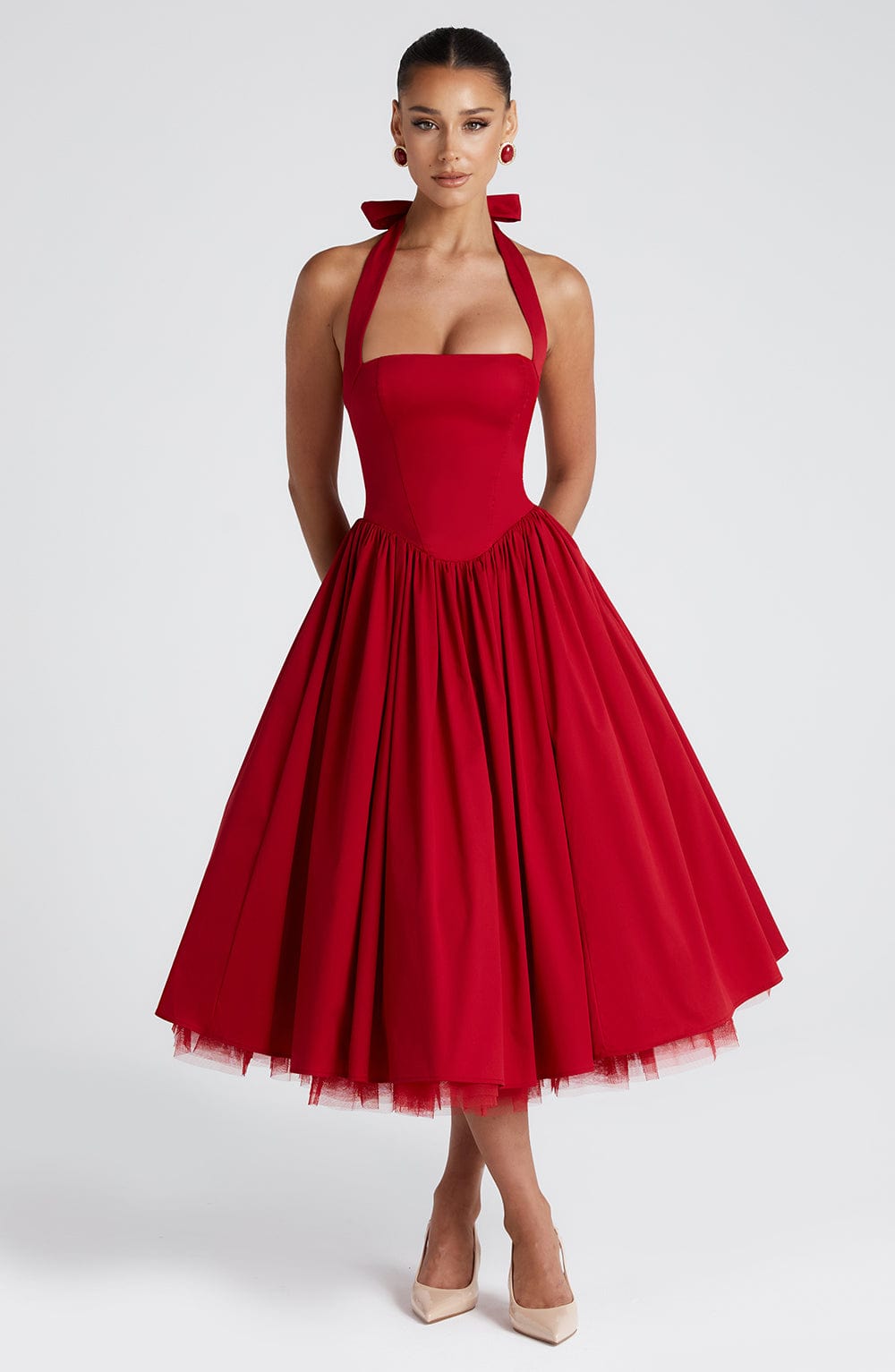 Cressia Midi Dress in Red