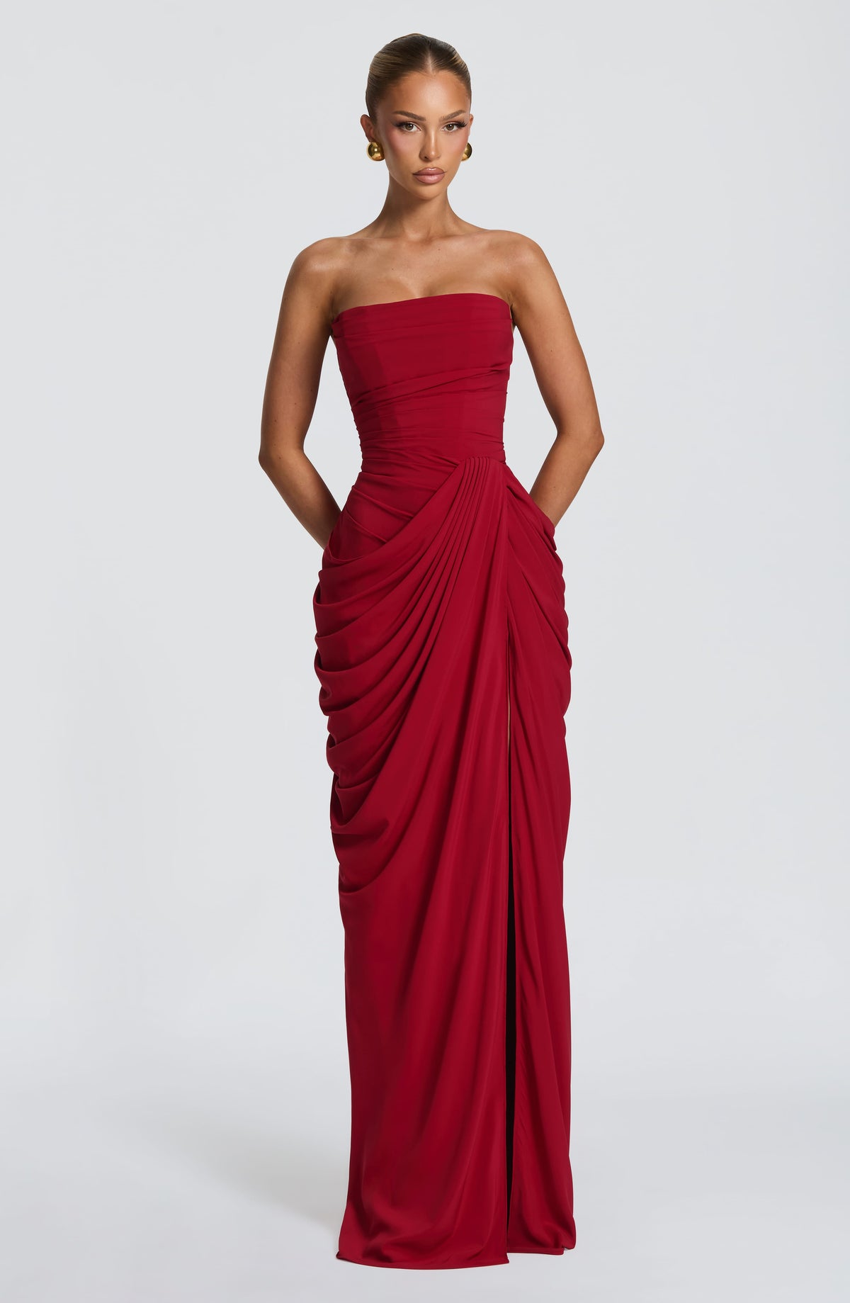 Cyrena Maxi Dress in Deep Red