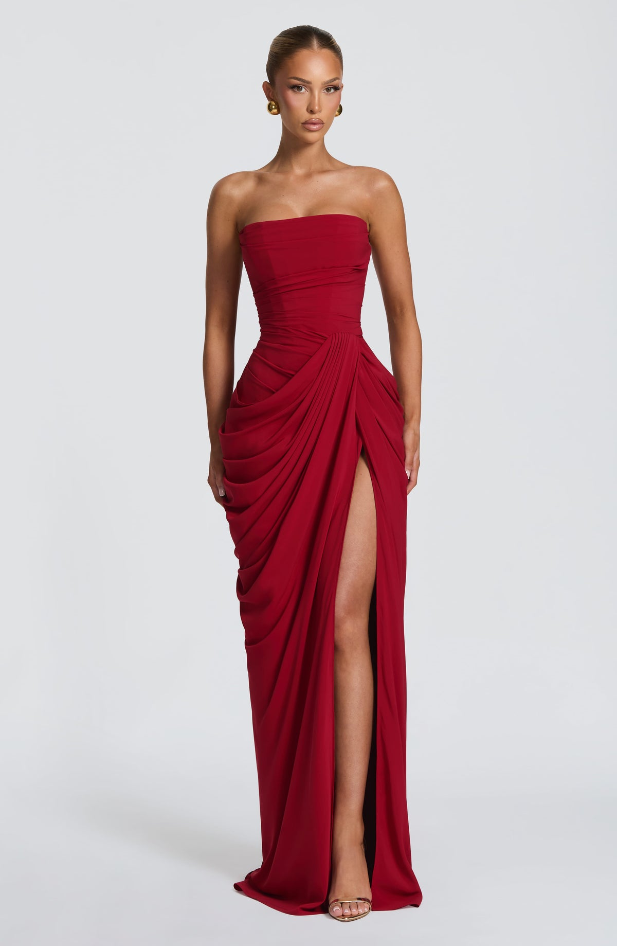 Cyrena Maxi Dress in Deep Red