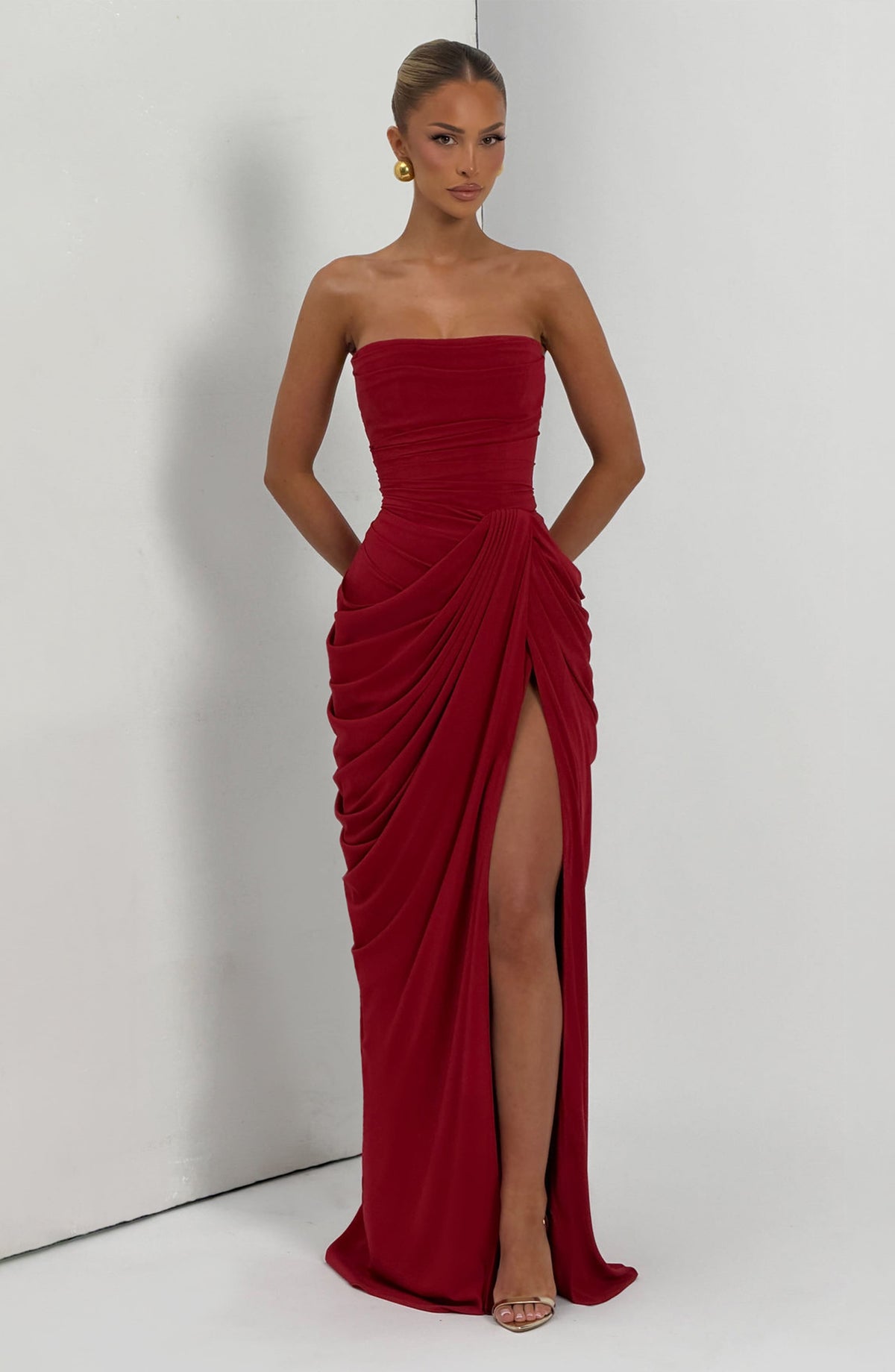 Cyrena Maxi Dress in Deep Red