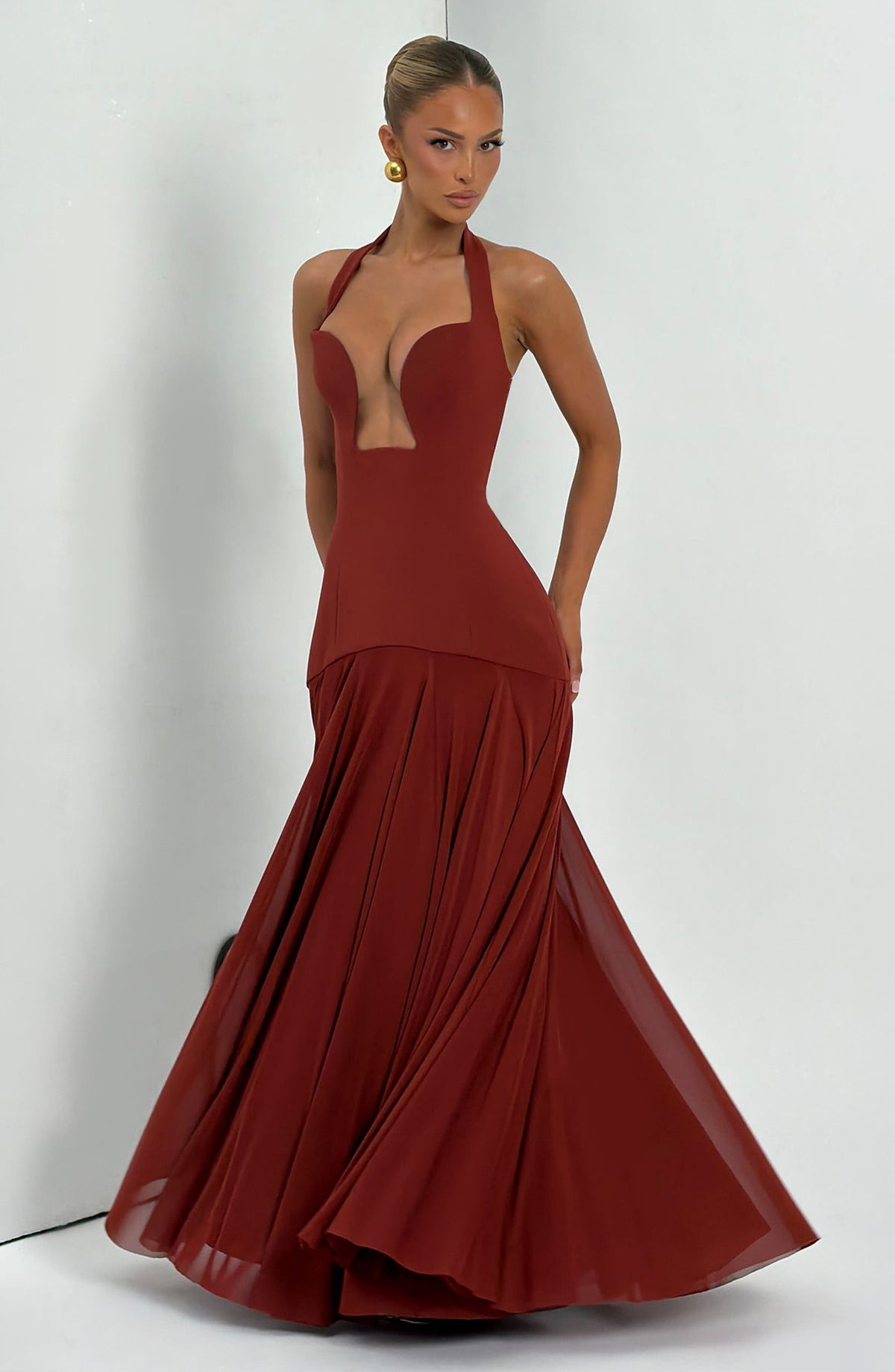 Cyrenna Maxi Dress in Deep Rust
