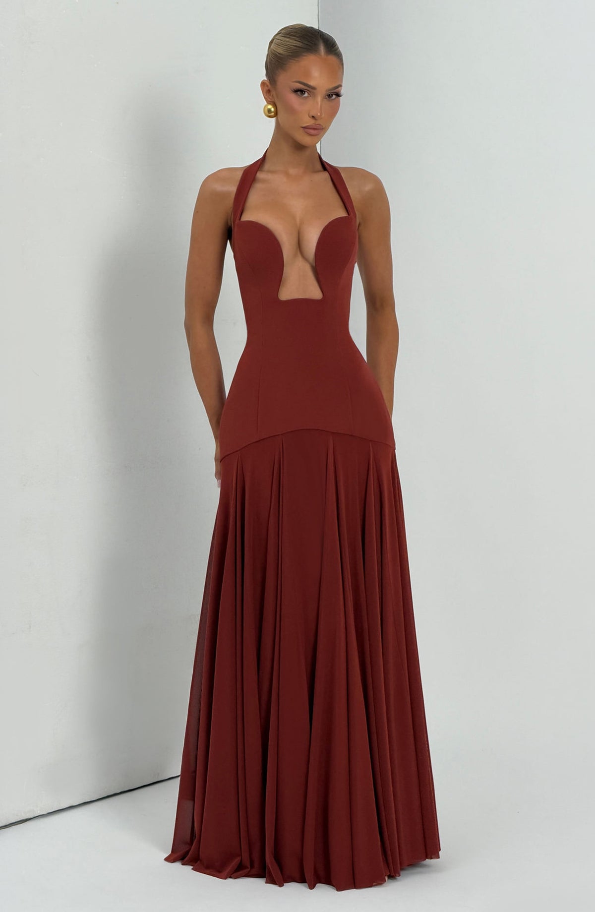 Cyrenna Maxi Dress in Deep Rust