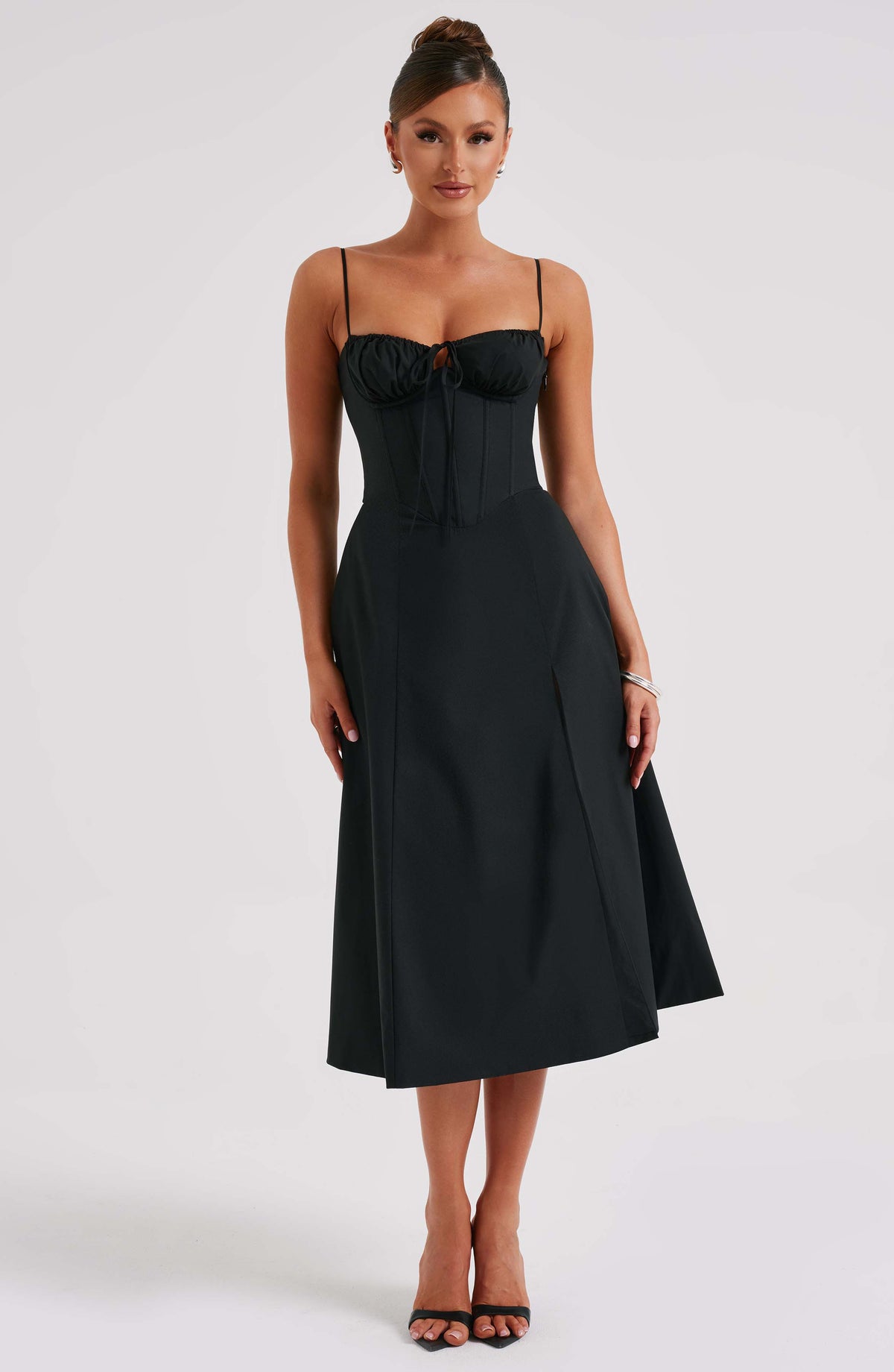 Deandra Midi Dress in Black