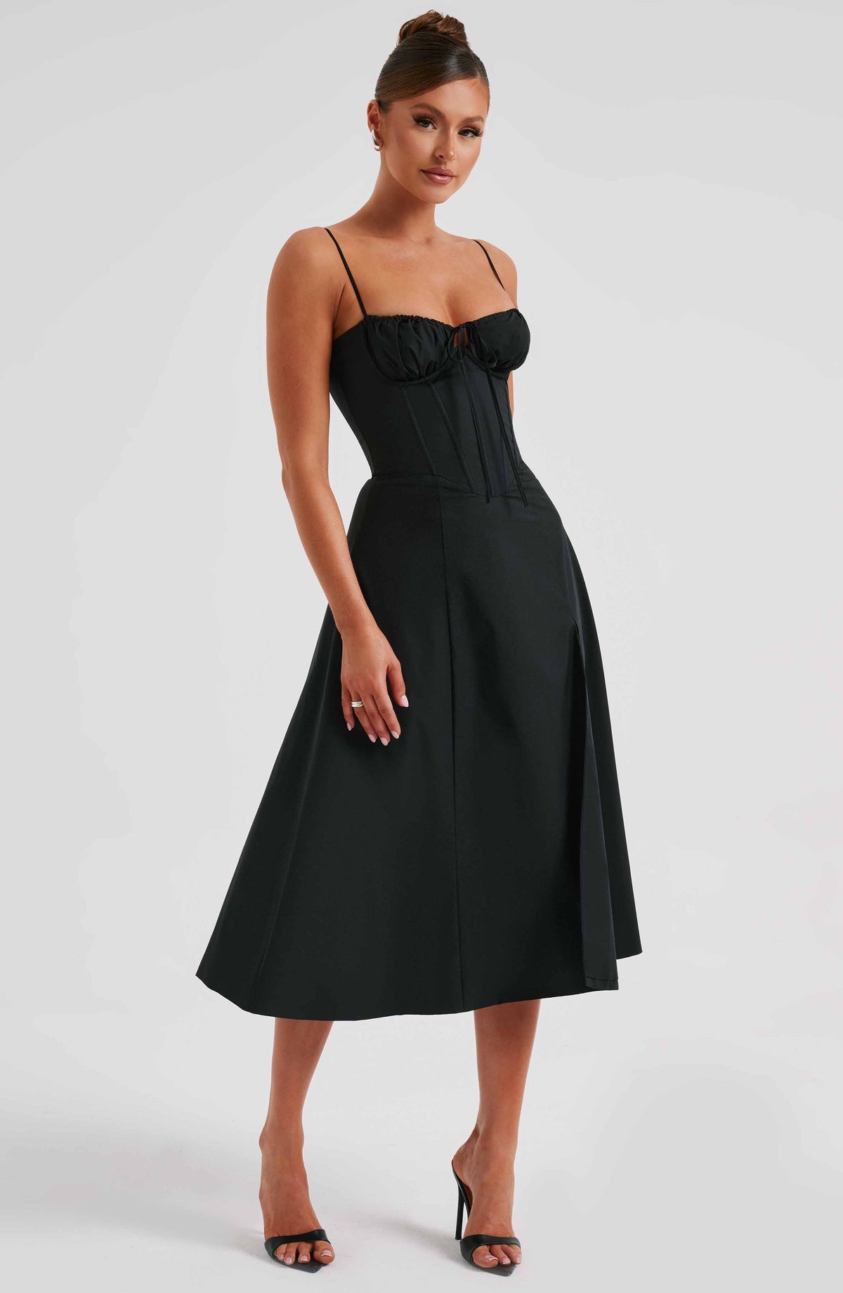 Deandra Midi Dress in Black