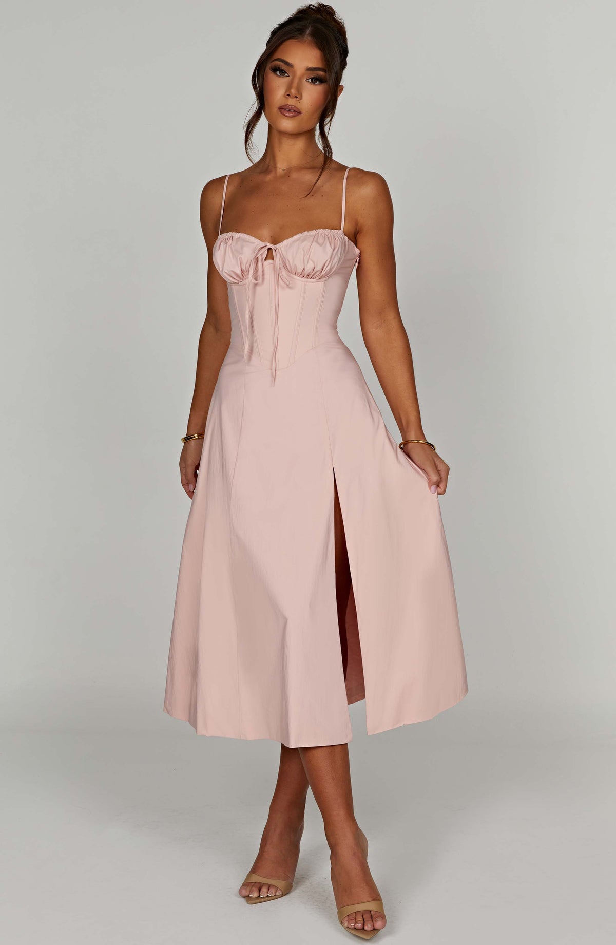 Deandra Midi Dress in Blush