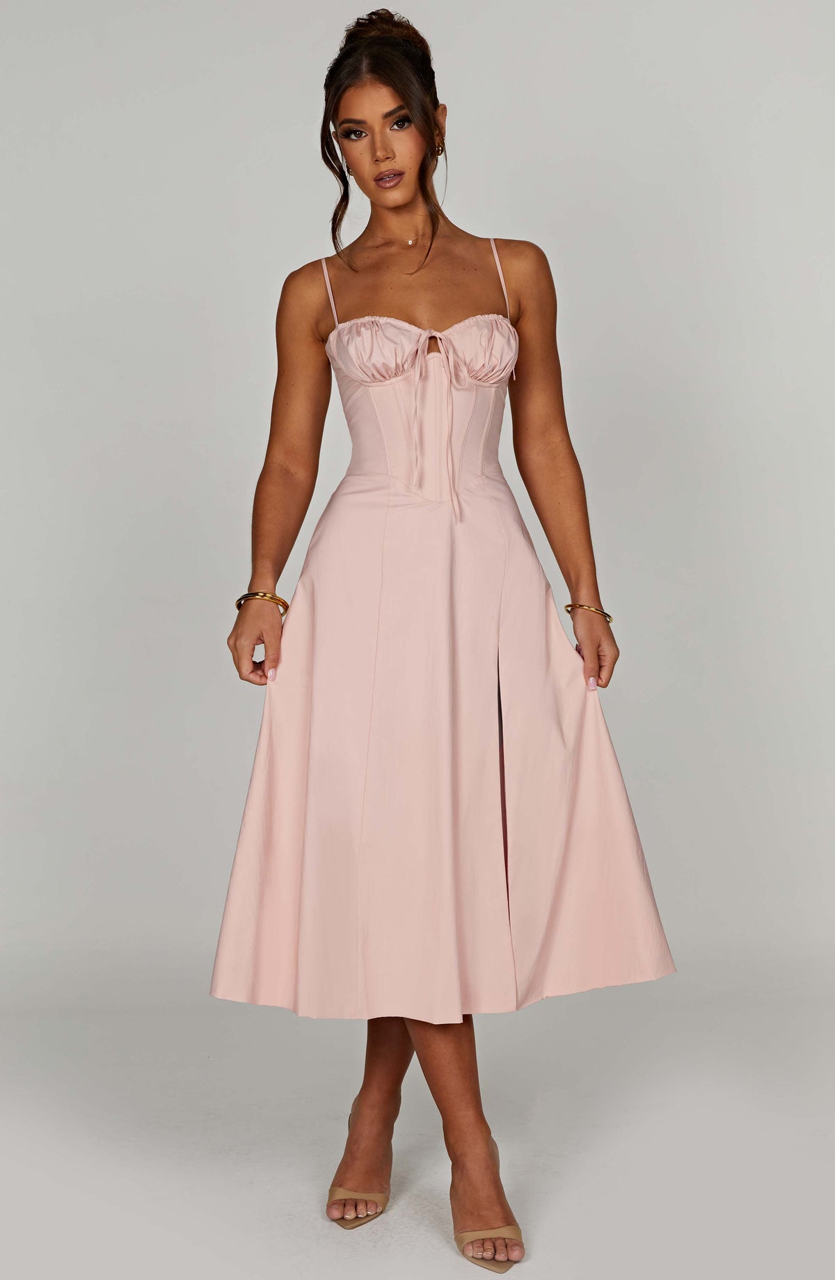 Deandra Midi Dress in Blush