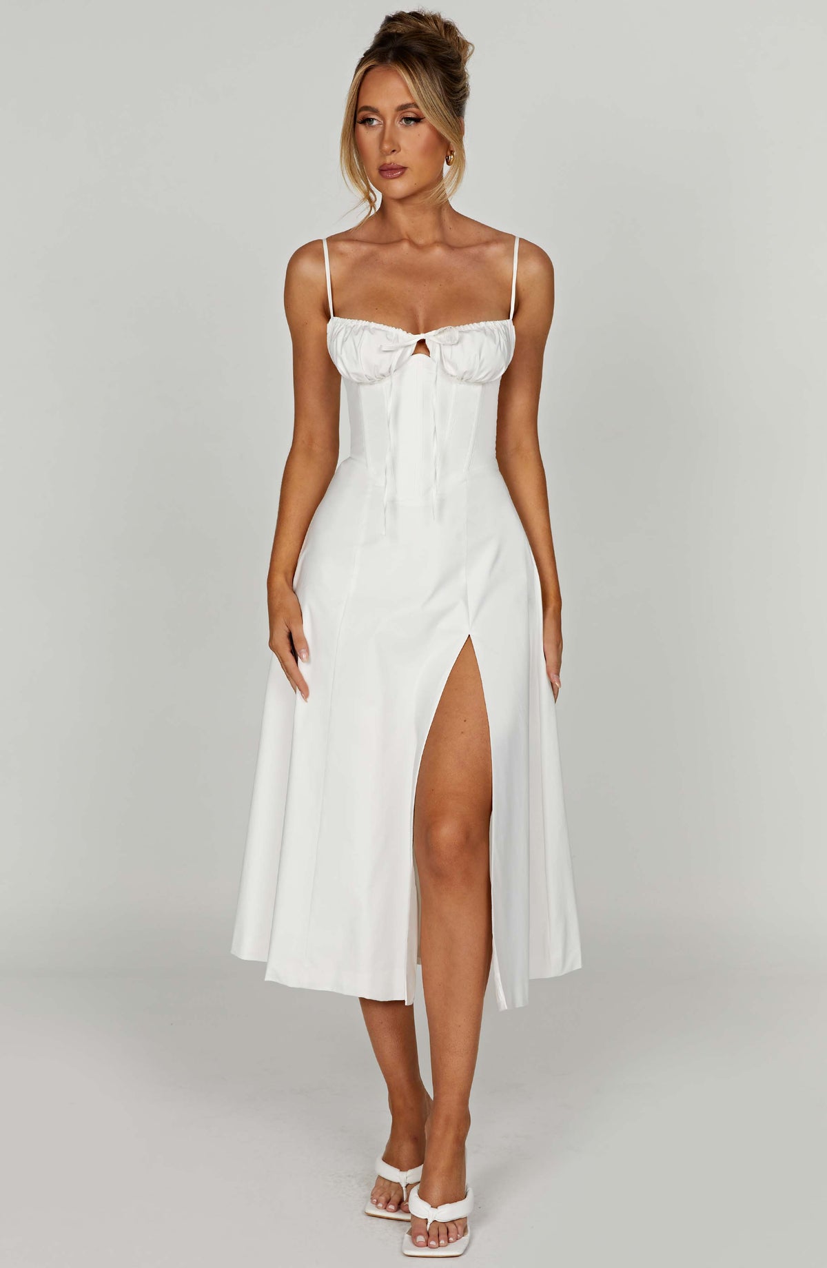 Deandra Midi Dress in Ivory