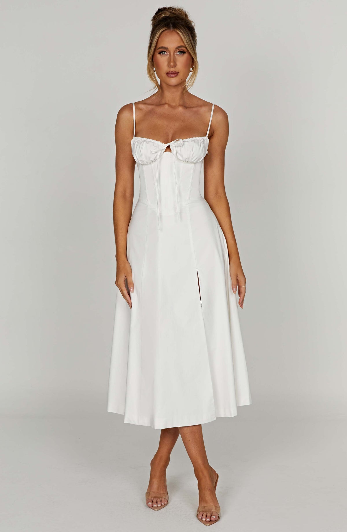 Deandra Midi Dress in Ivory