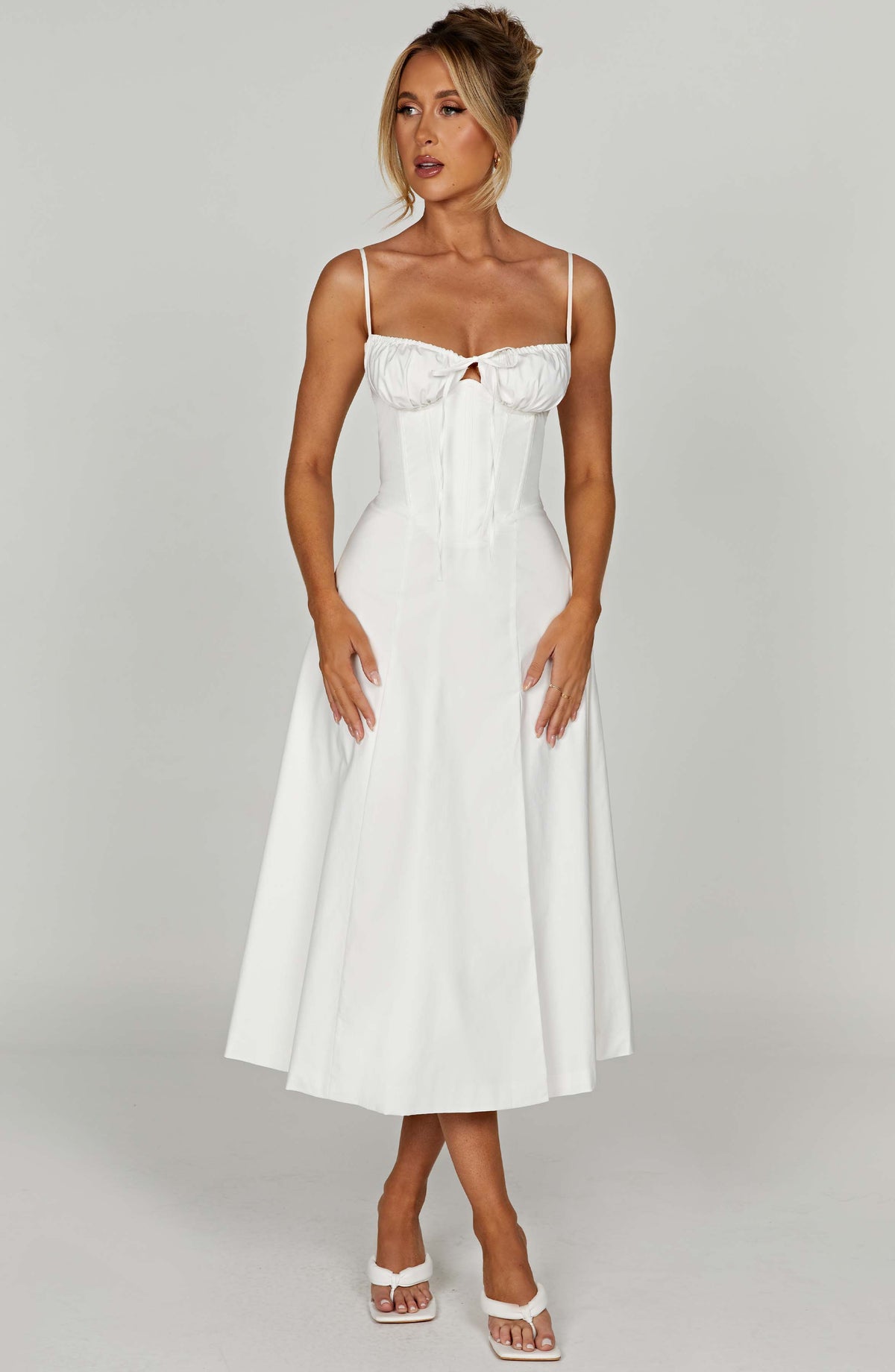 Deandra Midi Dress in Ivory