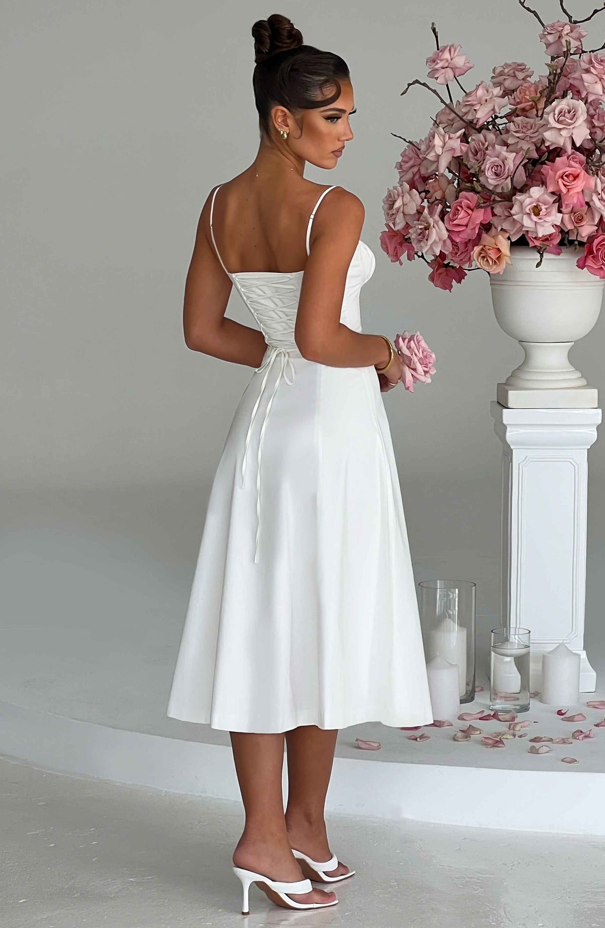 Deandra Midi Dress in Ivory