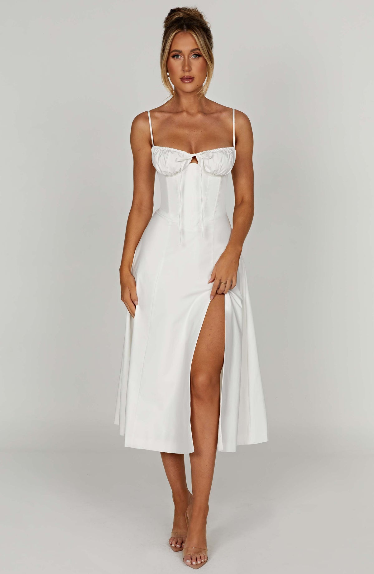 Deandra Midi Dress in Ivory