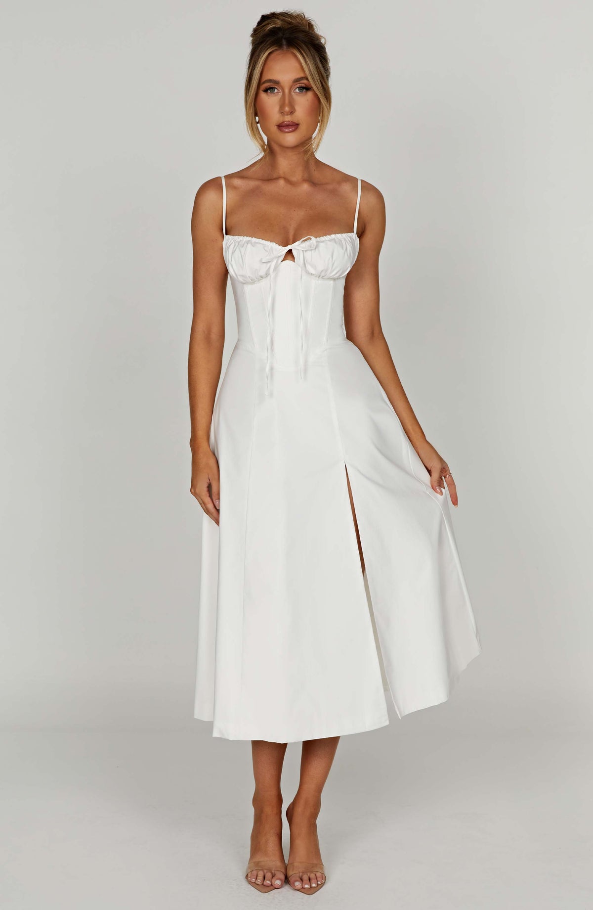 Deandra Midi Dress in Ivory