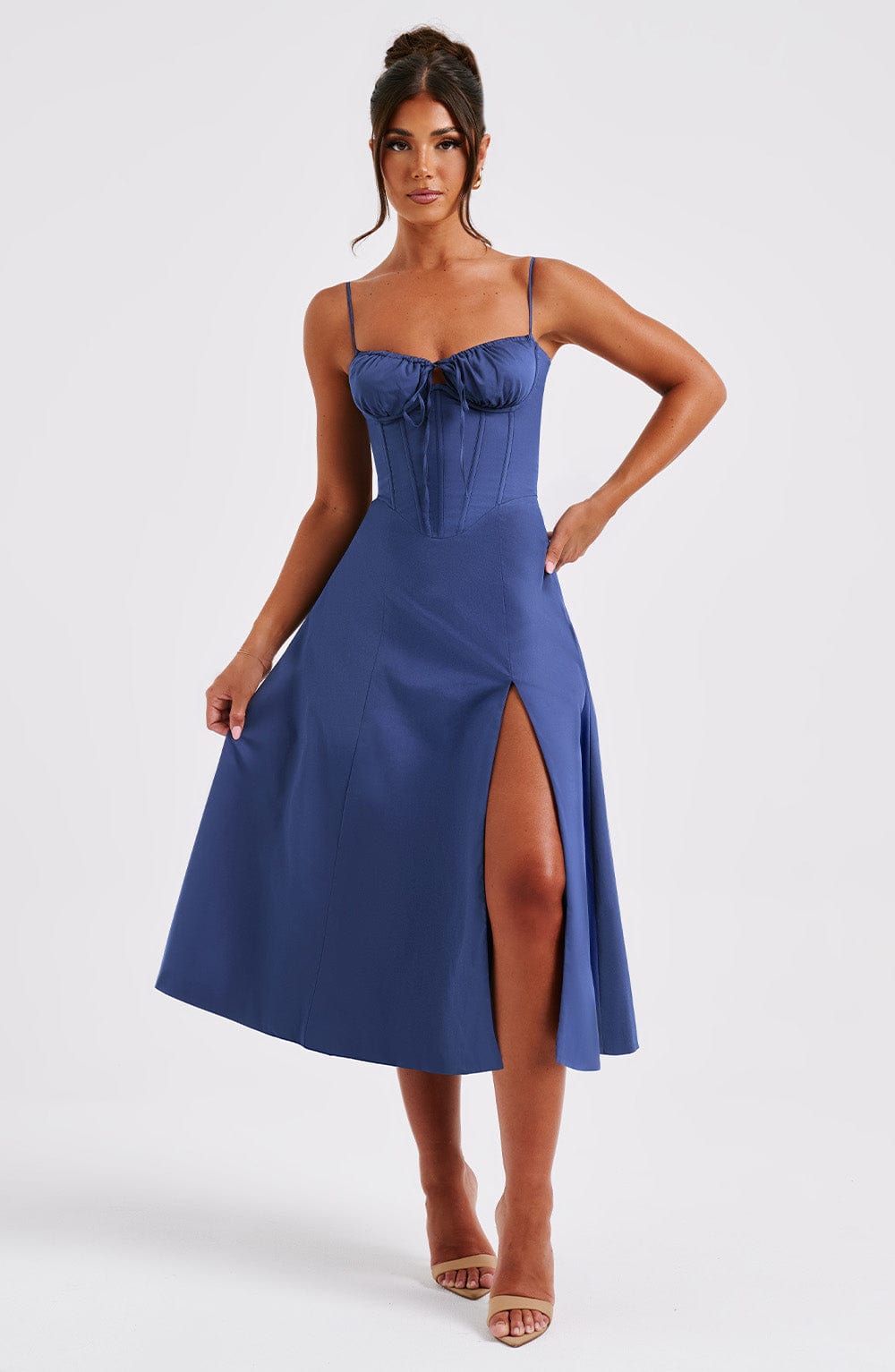 Deandra Midi Dress in Navy