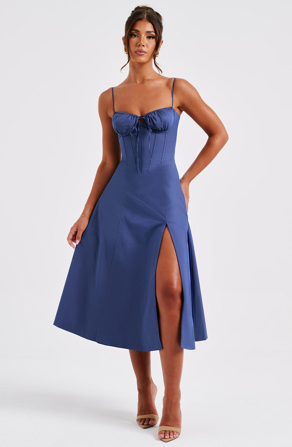 Deandra Midi Dress in Navy
