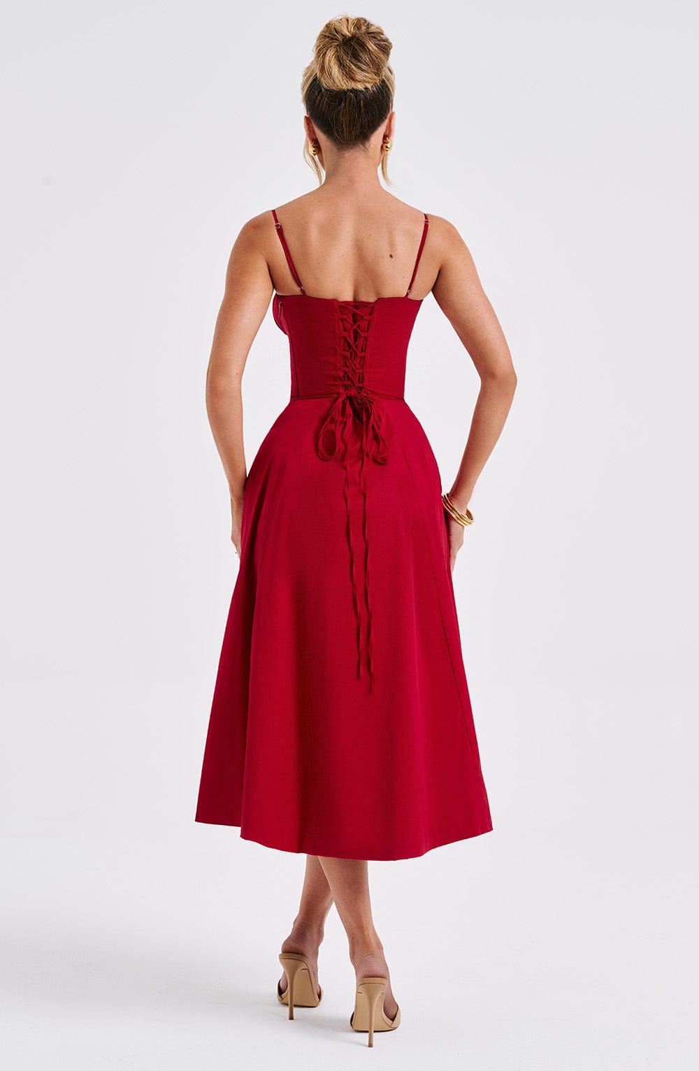 Deandra Midi Dress in Red