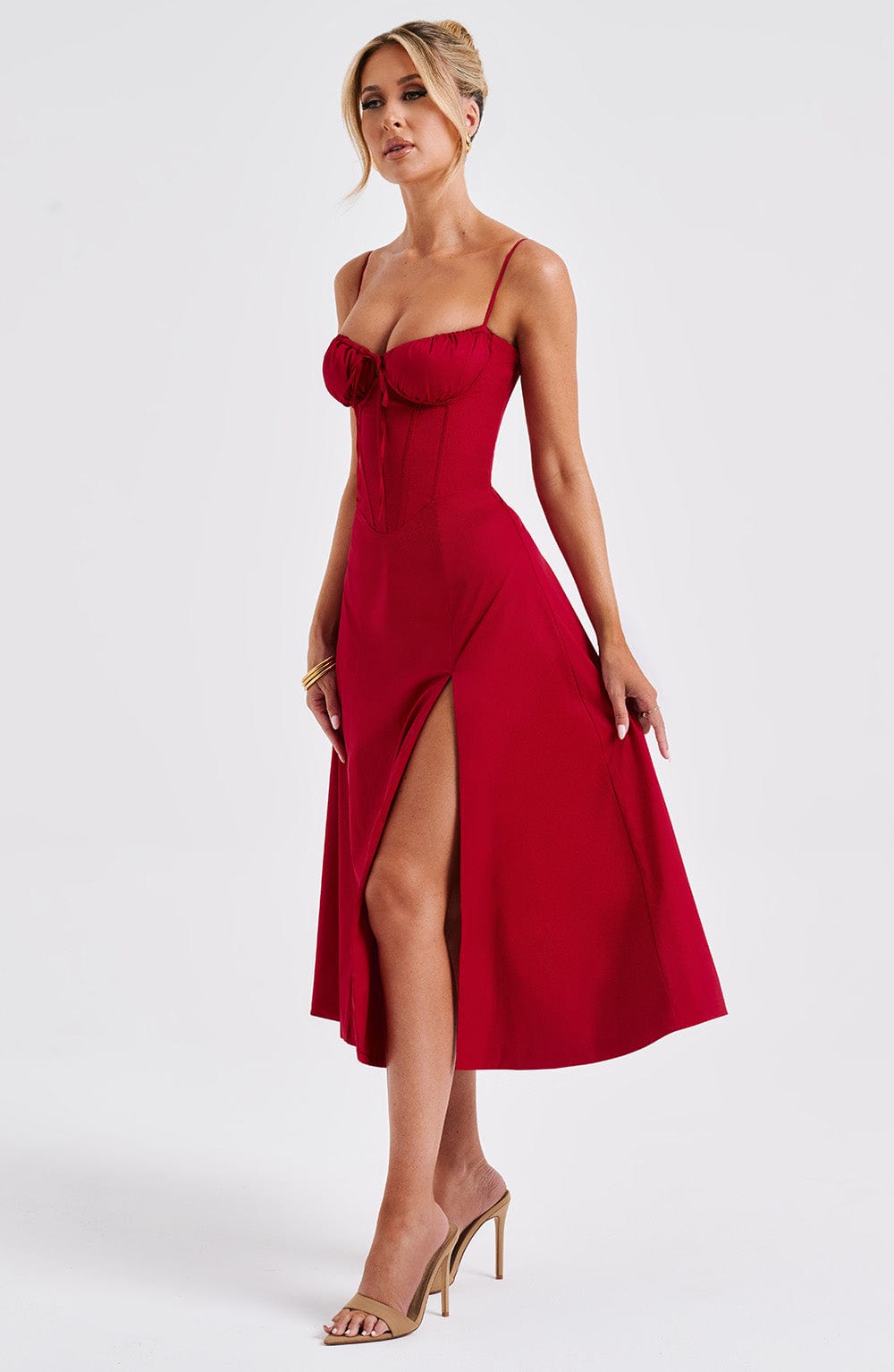 Deandra Midi Dress in Red