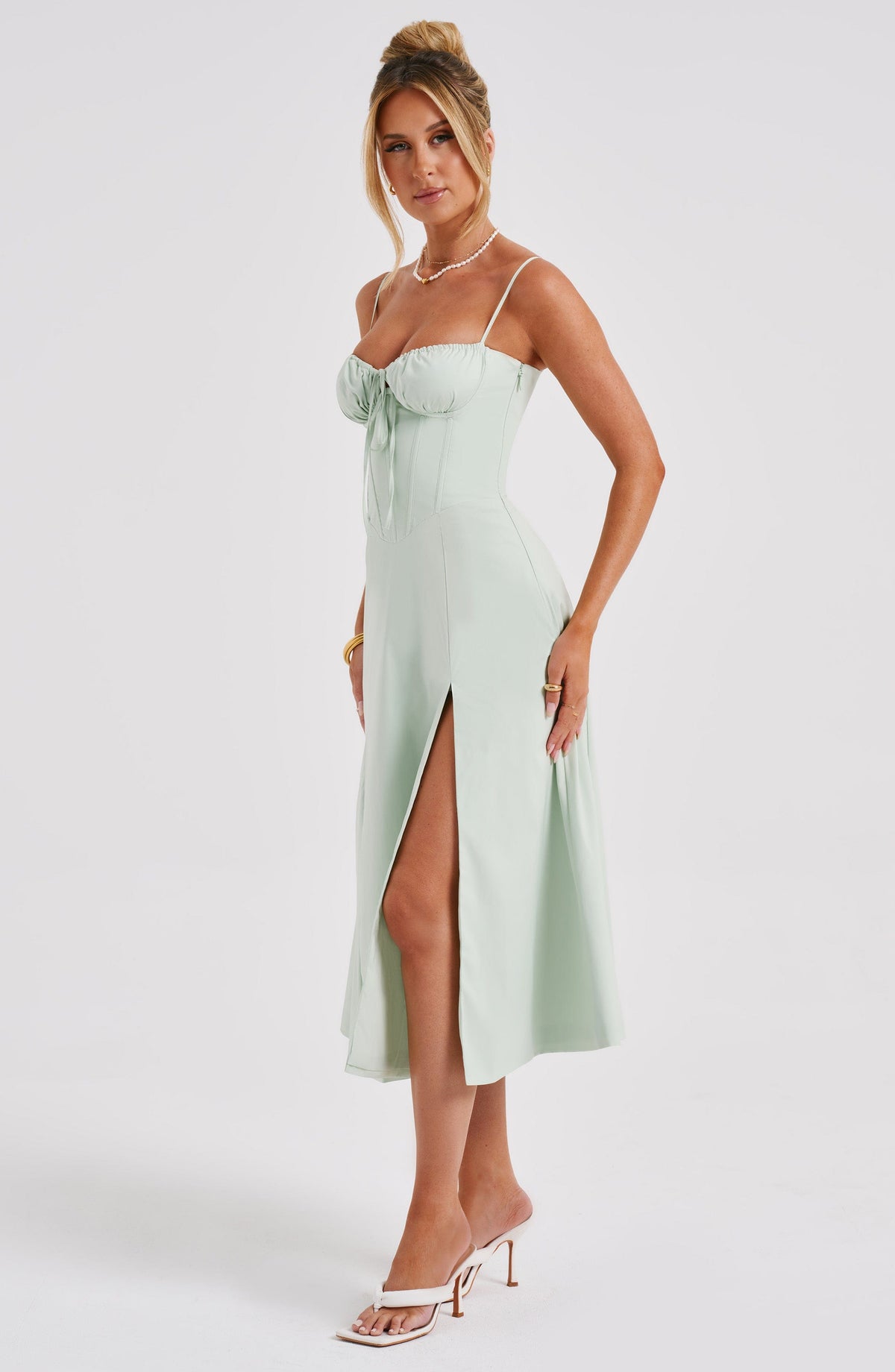 Deandra Midi Dress in Sage
