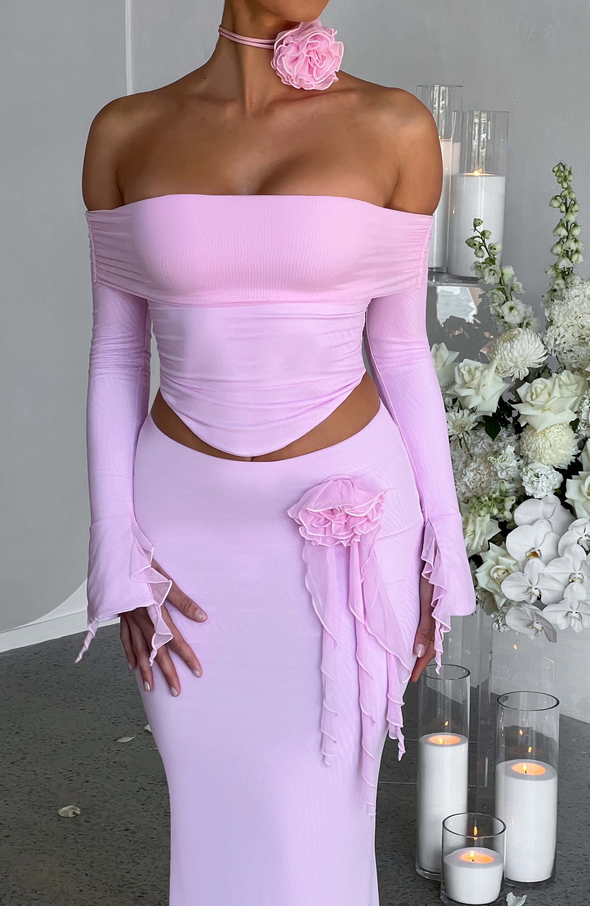 Deemara Maxi Skirt in Pink