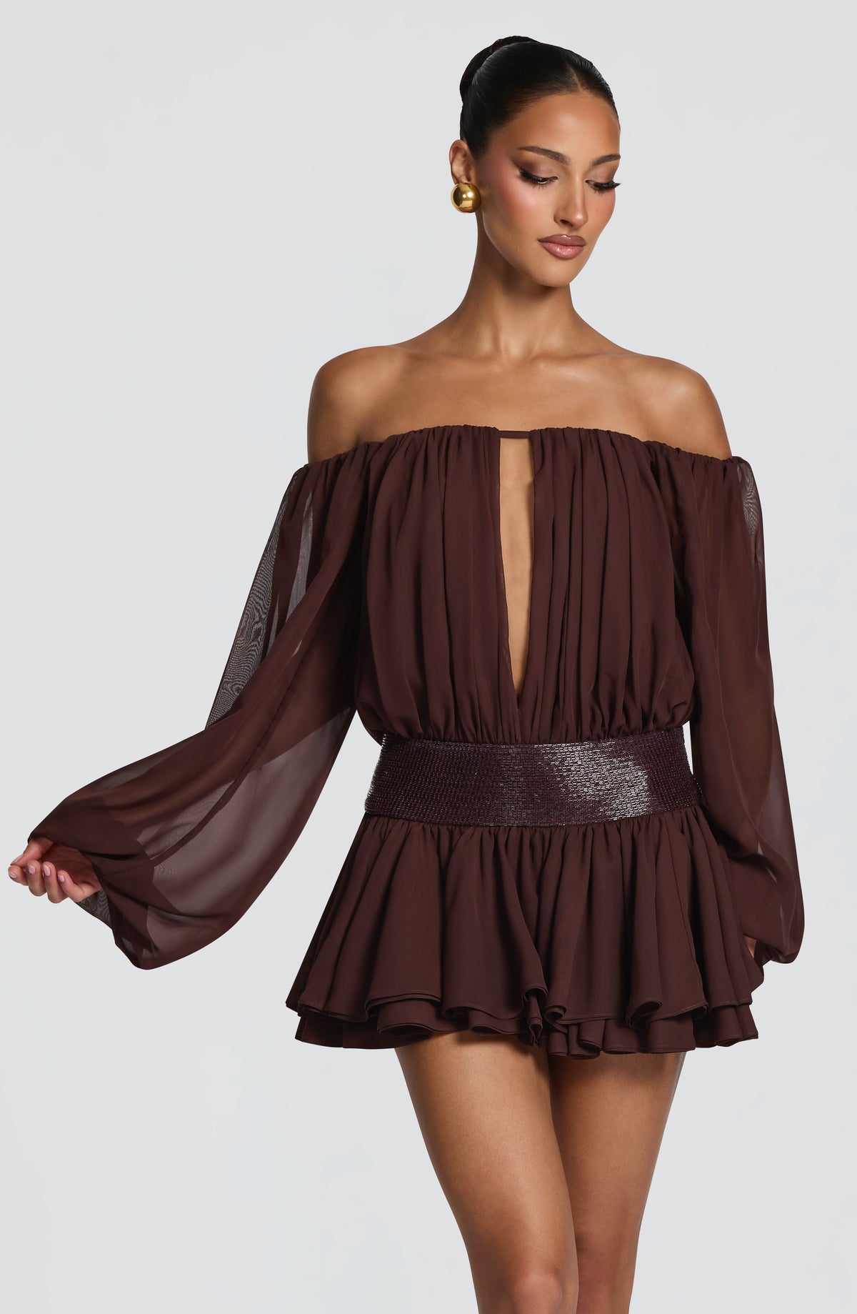 Dejana Playsuit in Plum Brown