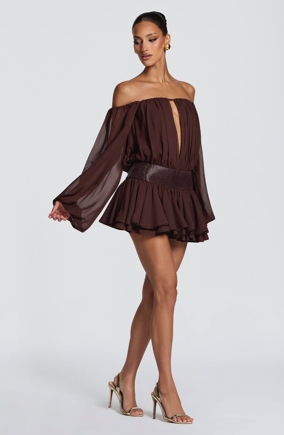Dejana Playsuit in Plum Brown