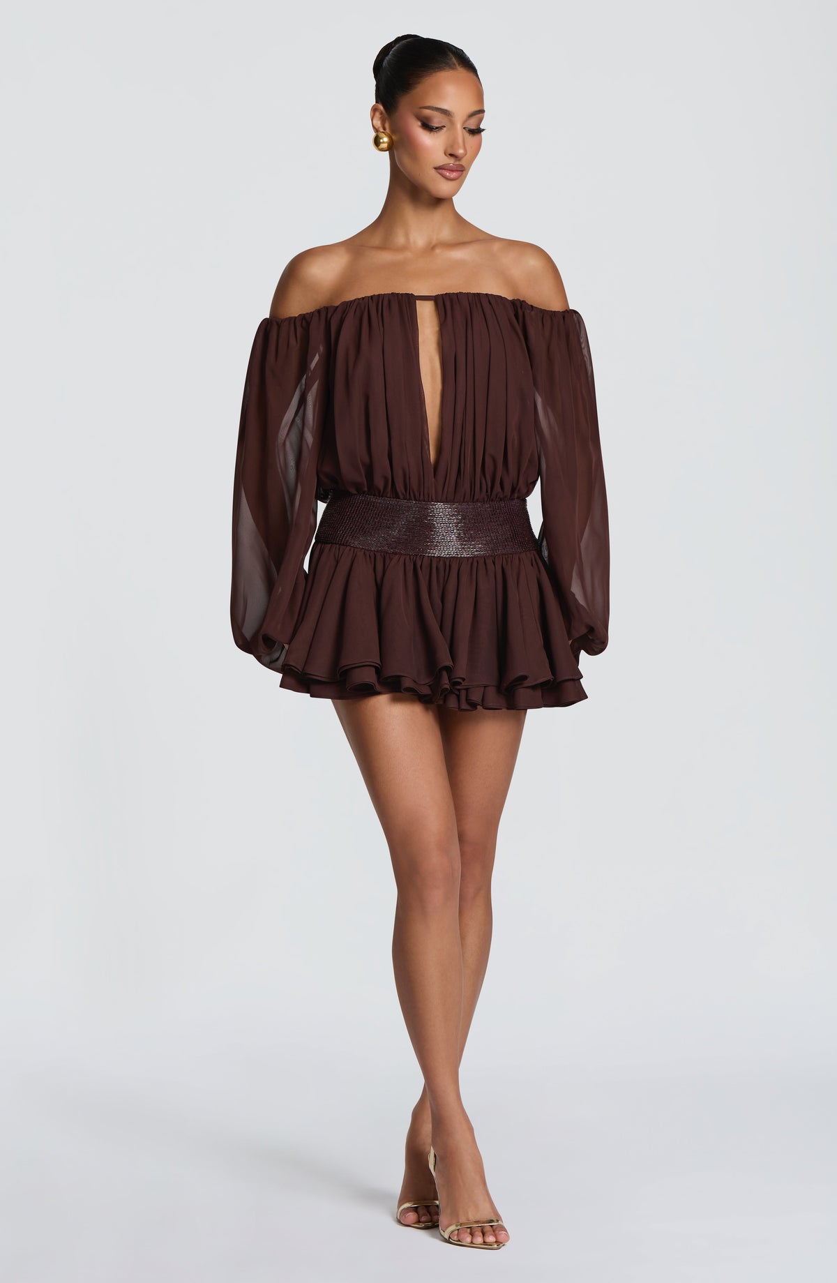 Dejana Playsuit in Plum Brown