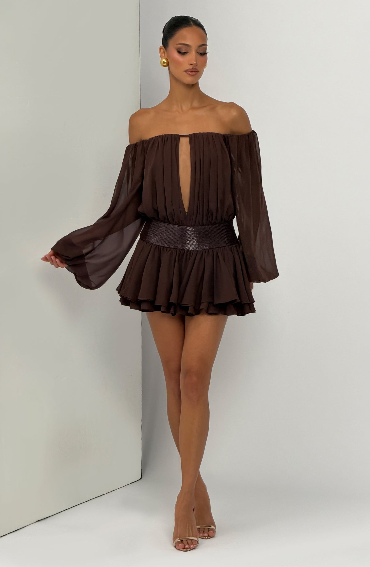 Dejana Playsuit in Plum Brown