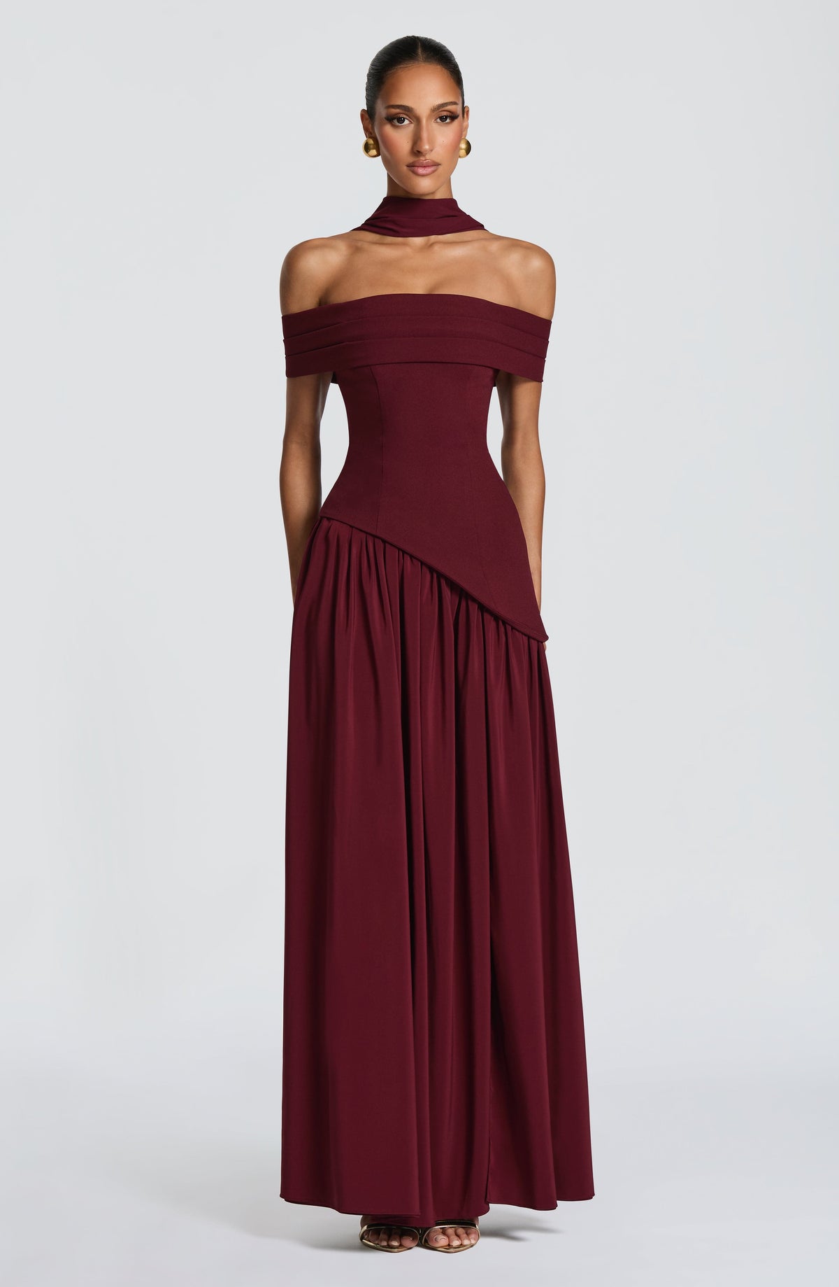 Delilia Maxi Dress in Cherry Lacquer