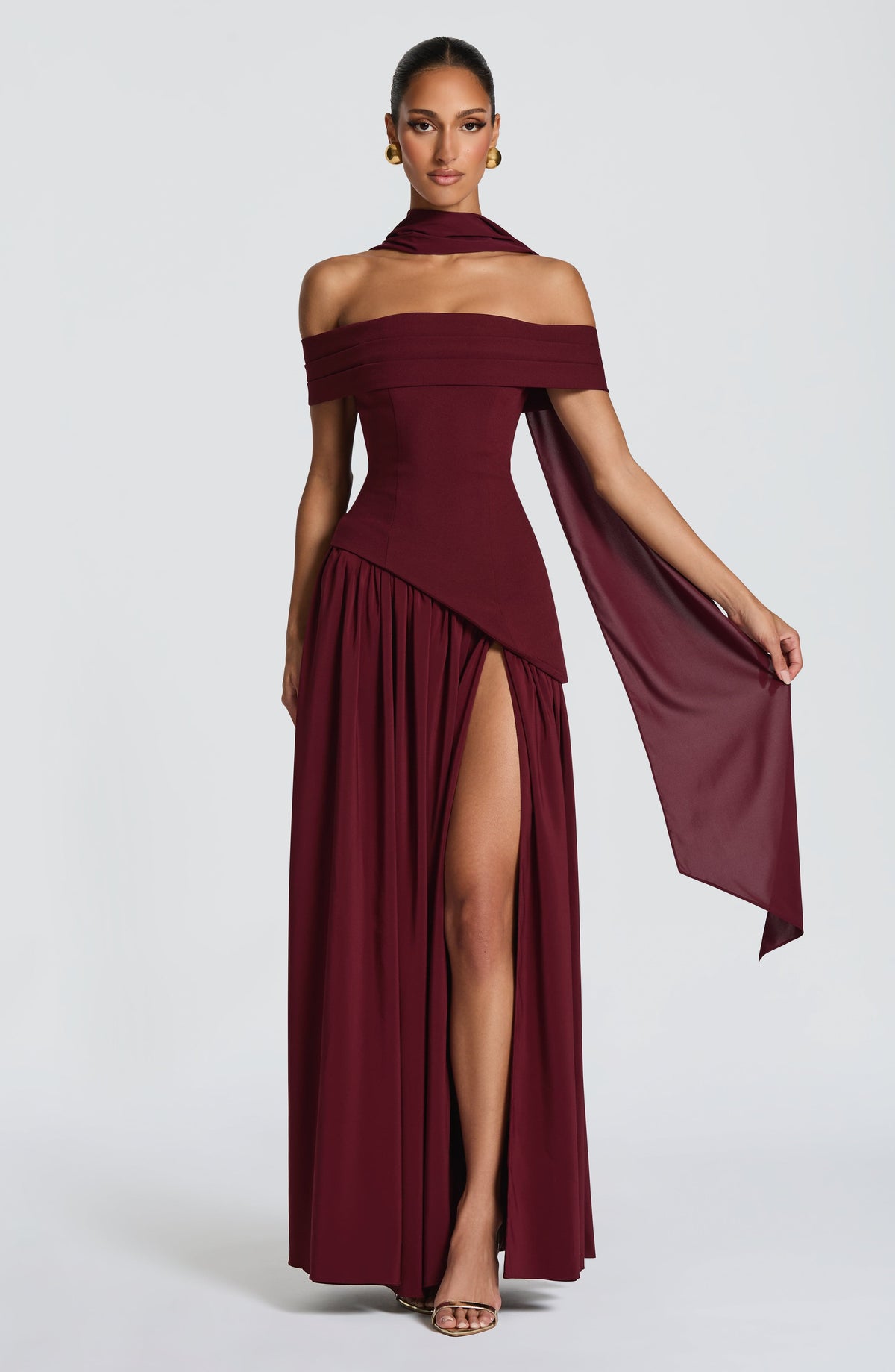 Delilia Maxi Dress in Cherry Lacquer