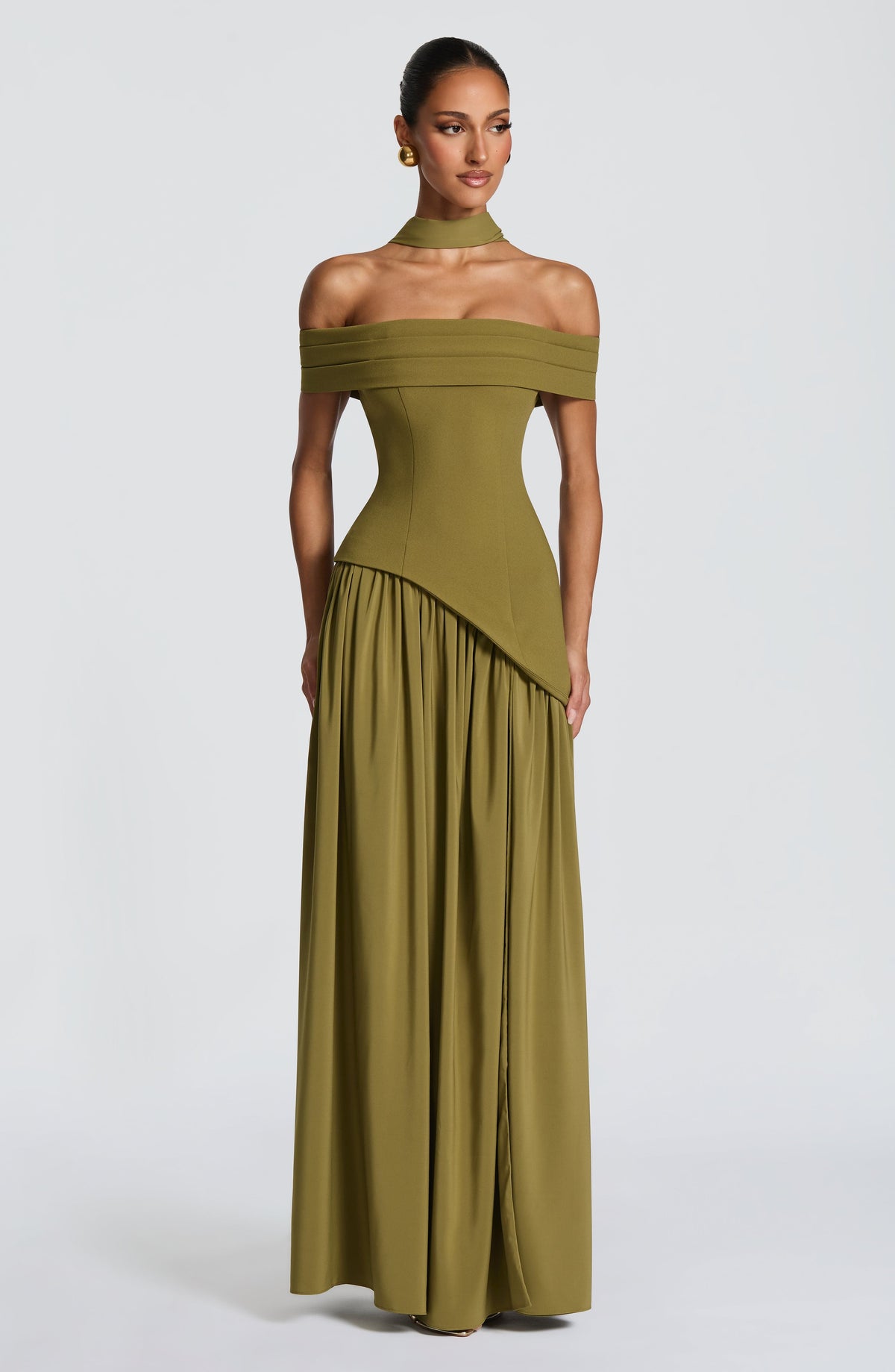 Delisha Maxi Dress in Deep Olive