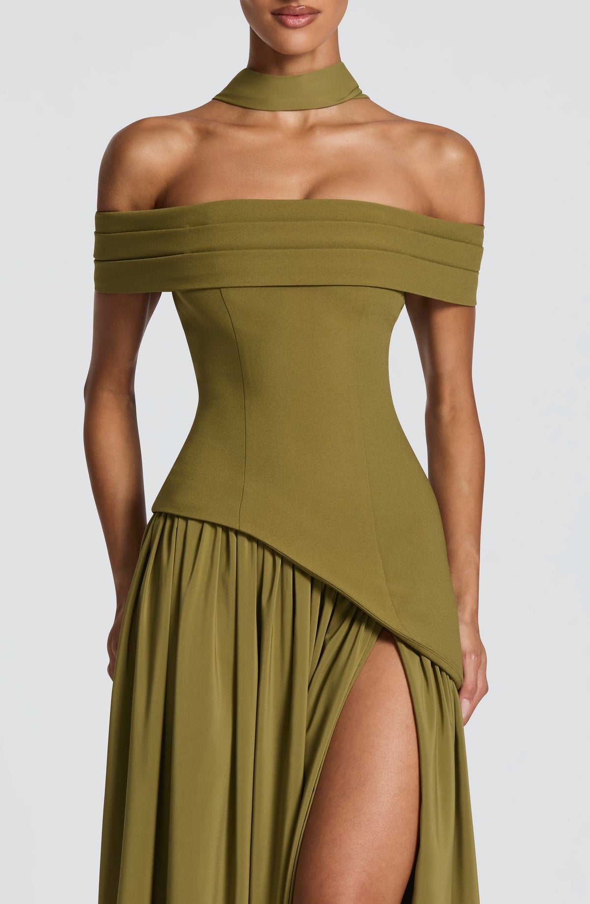 Delisha Maxi Dress in Deep Olive