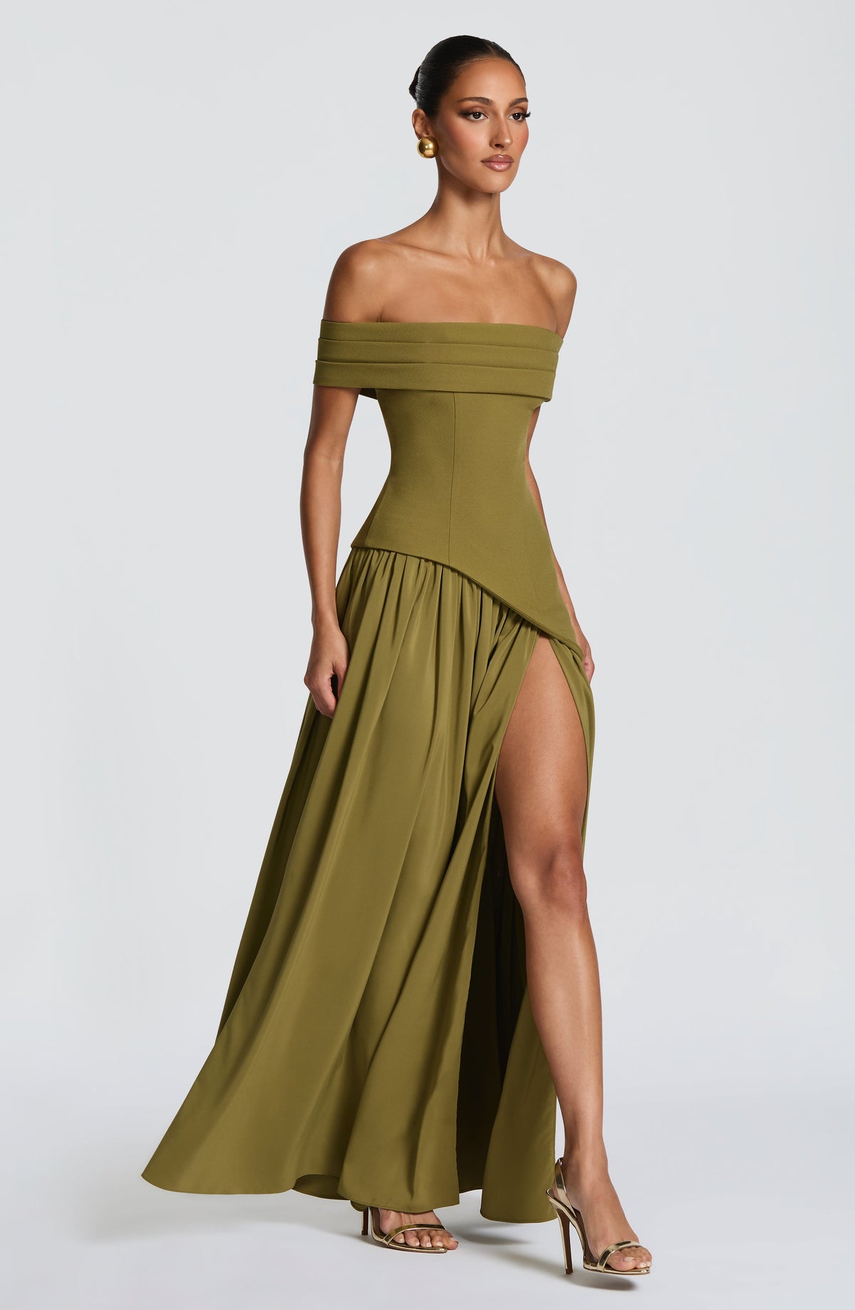 Delisha Maxi Dress in Deep Olive