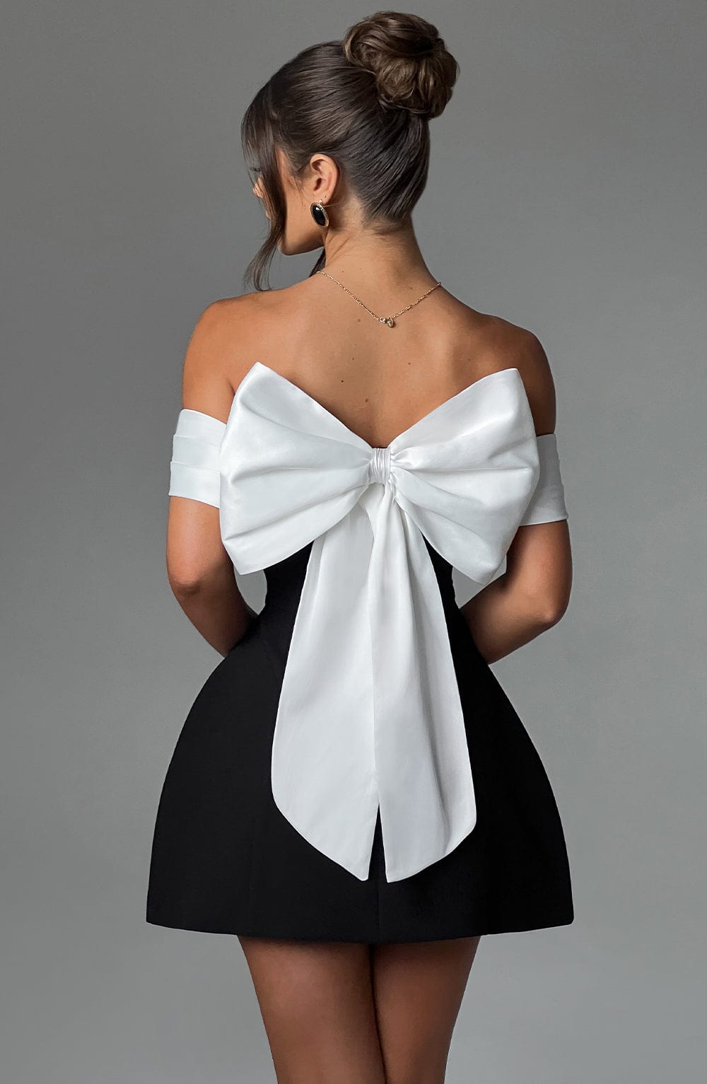 Deltara Mini Dress in Black/White