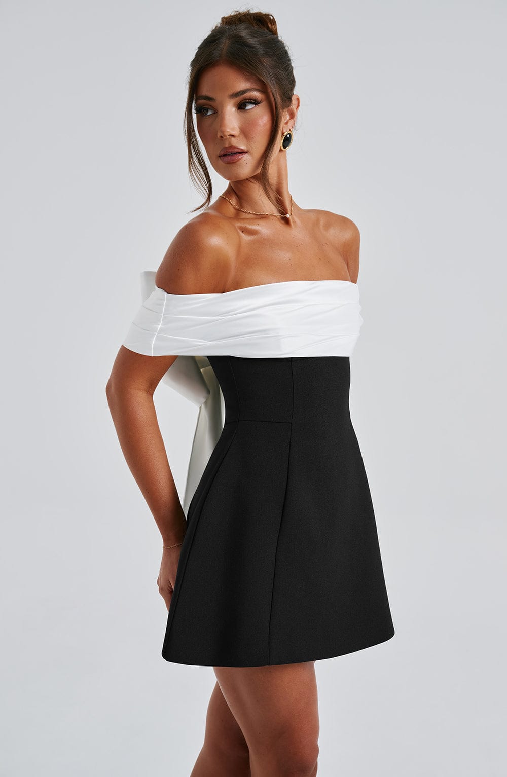 Deltara Mini Dress in Black/White