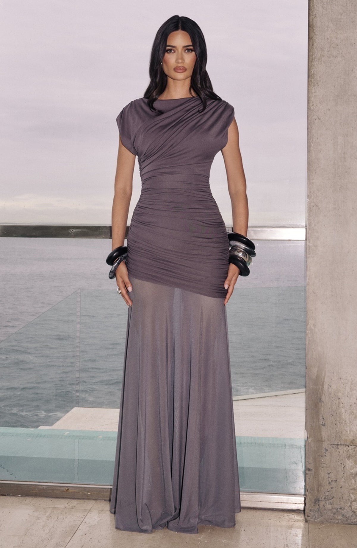 Demelia Maxi Dress in Charcoal