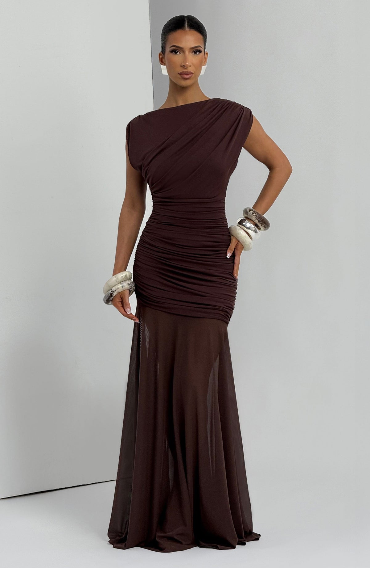Demelia Maxi Dress in Plum Brown